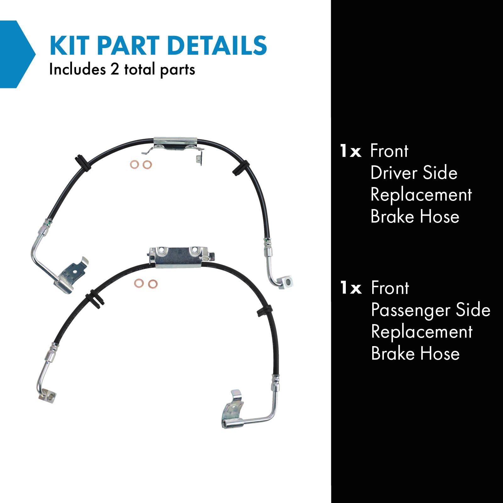 Trq Front Brake Hose Set Compatible With 2011-2017 Jeep Wrangler 2018 Wrangler Jk