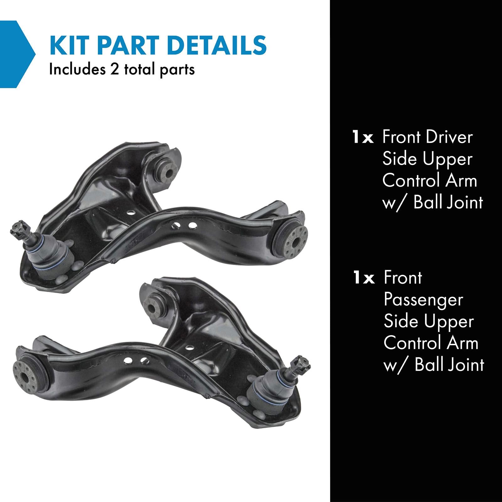 Trq Front Upper Control Arm With Ball Joint Set Compatible With 84-05 Chevrolet 84-04 Gmc 98-00 Isuzu 91-01 Oldsmobile Gm4512100