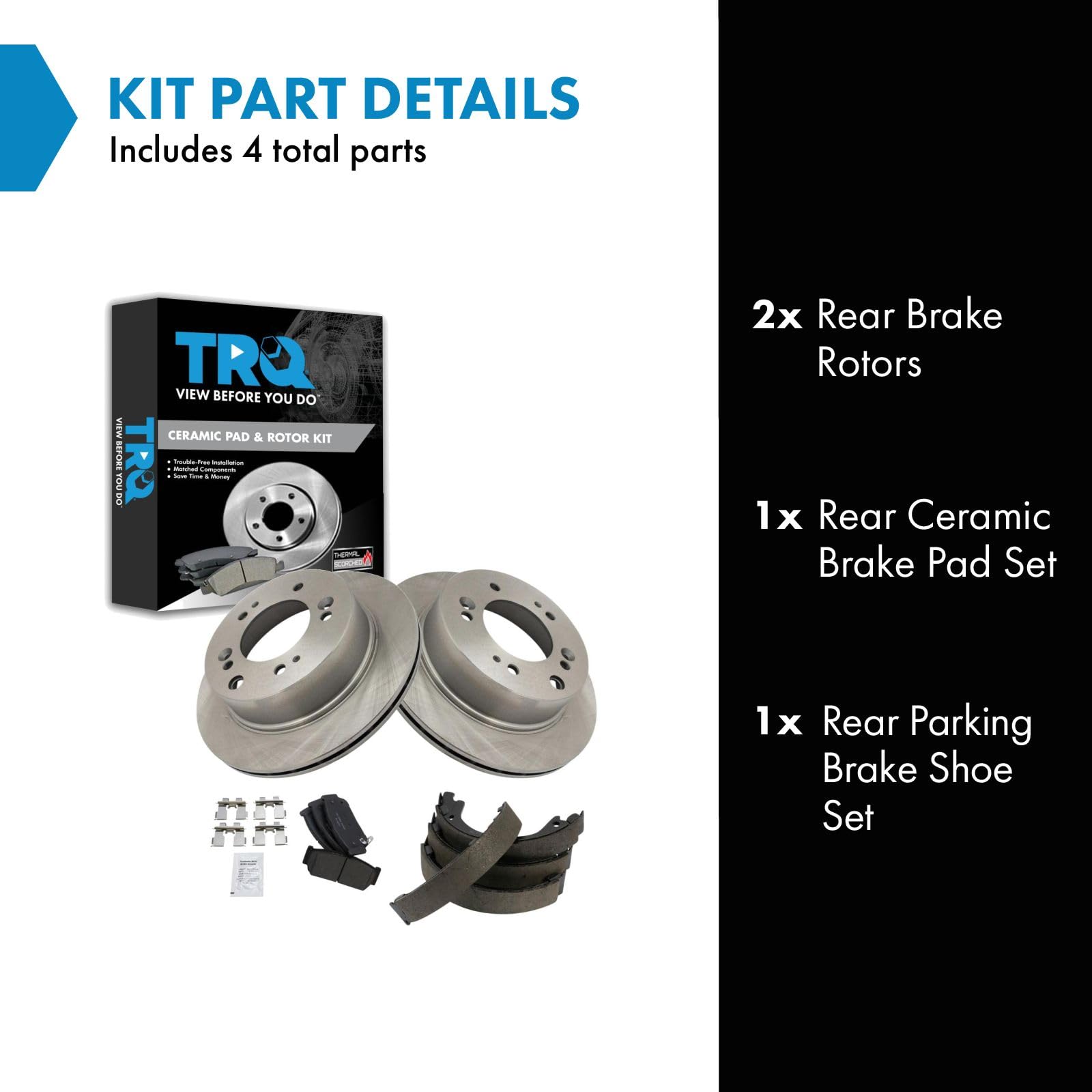 Trq Rear Ceramic Brake Pad & Rotor Kit Compatible With 2007-2009 Kia Sorento