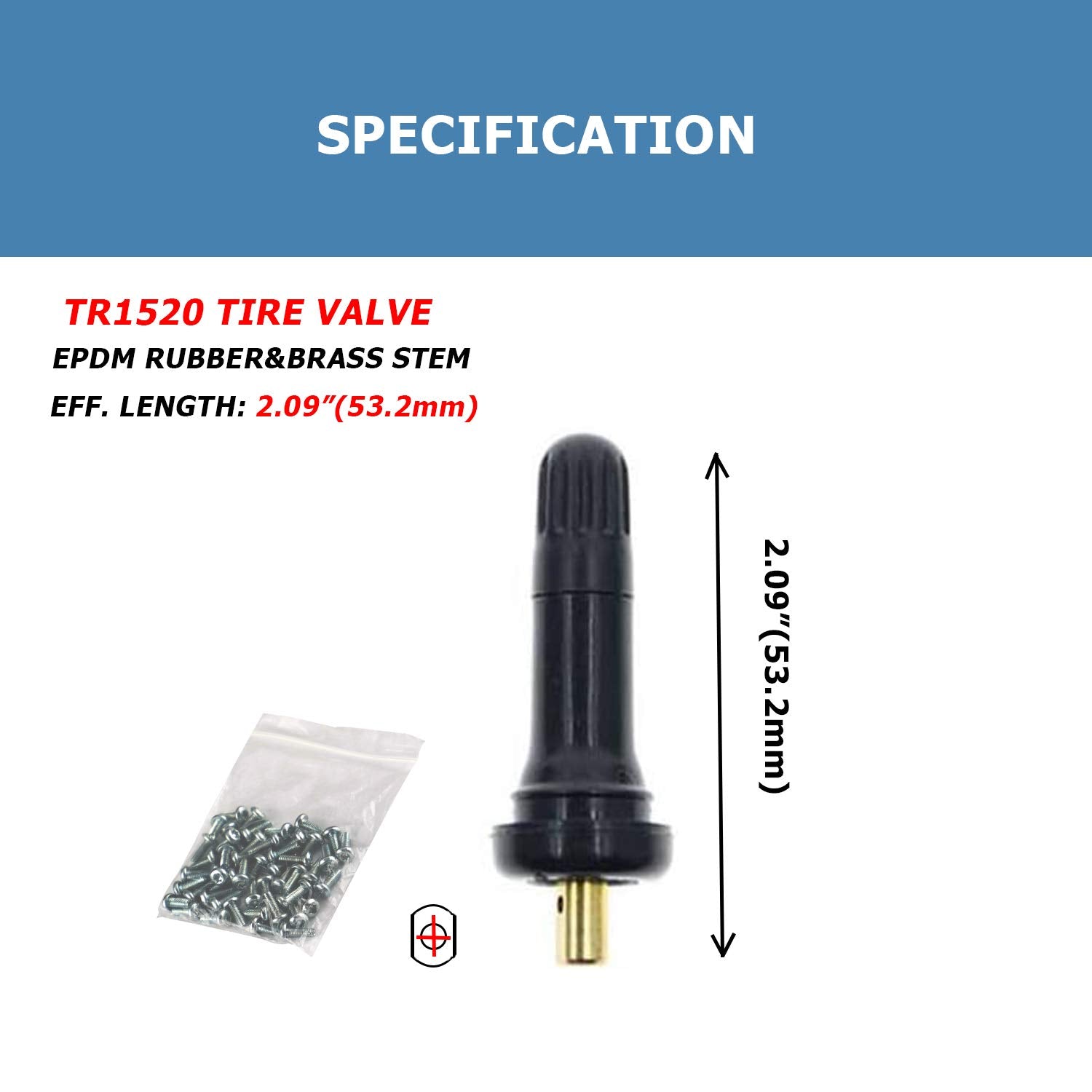 Ezisoe 50 Pcs Tire Tpms 20008 Pressure Monitoring System Sensor Explosion-Proof Snap In Tire Valve Stems