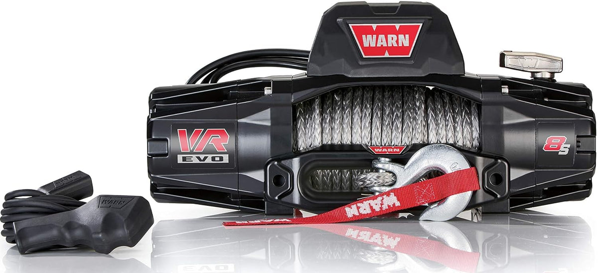 Warn 103251 Vr Evo 8-S Electric 12V Dc Winch With Synthetic Rope: 3/8'' Diameter X 90' Length, 4 Ton (8,000 Lb) Pulling Capacity