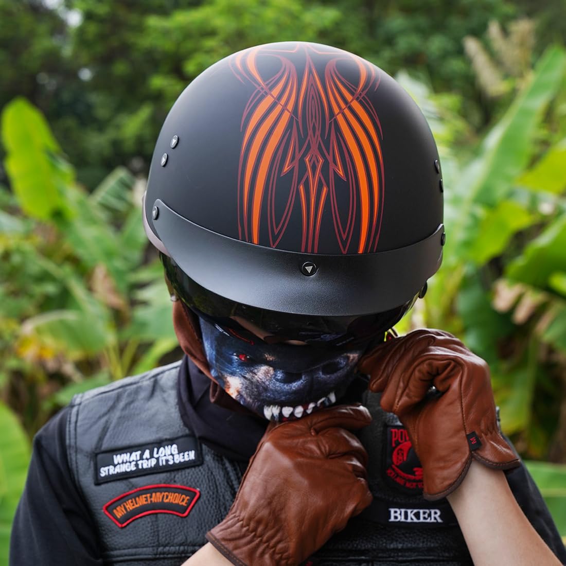 Vcoros Motorcycle Half Face Helmet Sun Visor Quick Release Buckle Dot Approved Helmets For Men Women (Angel, M)