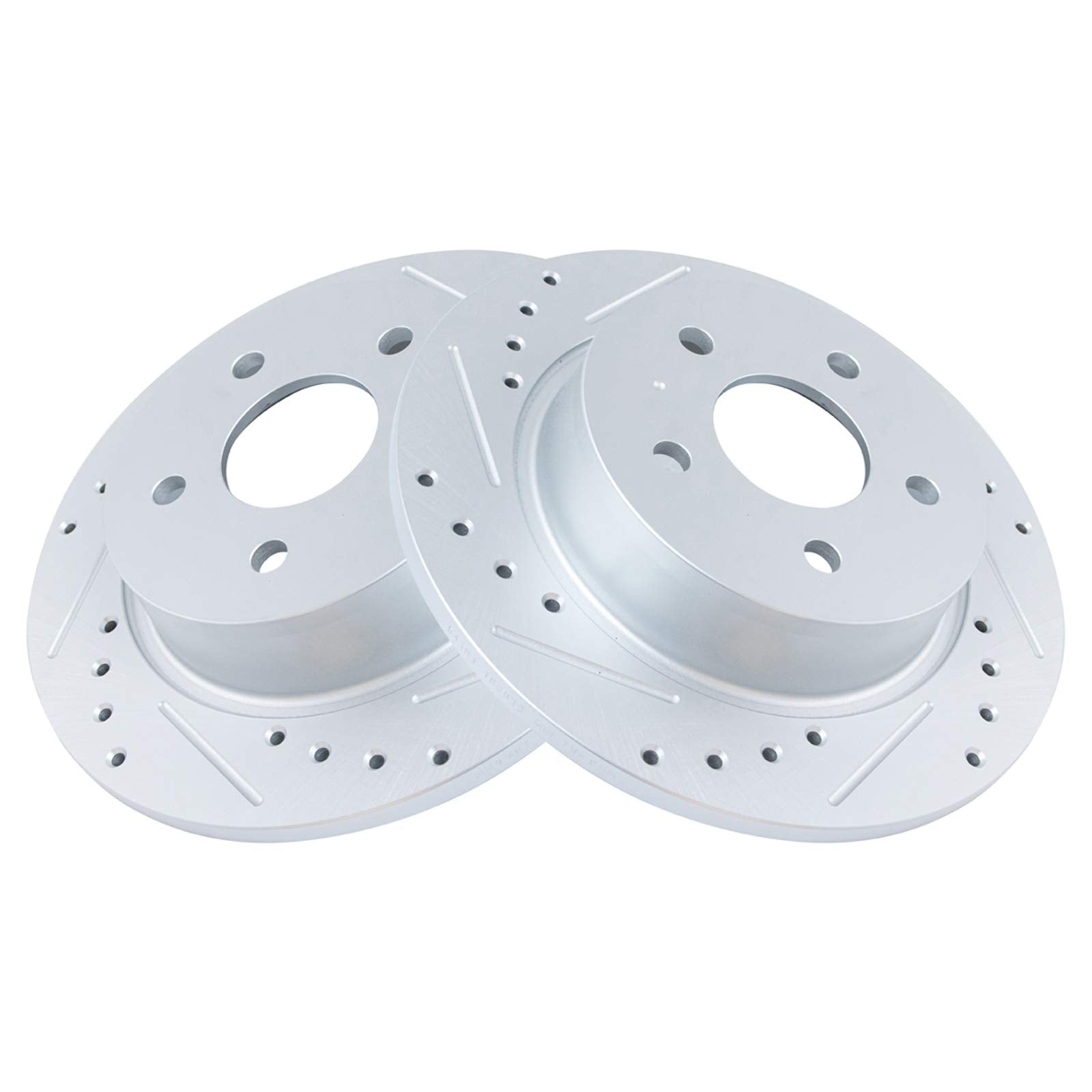 Trq Rear Performance Brake Rotors Set Solid Premium G-Coated Cross Drilled & Slotted Compatible With 2013-2018 Ford C-Max 2013-2