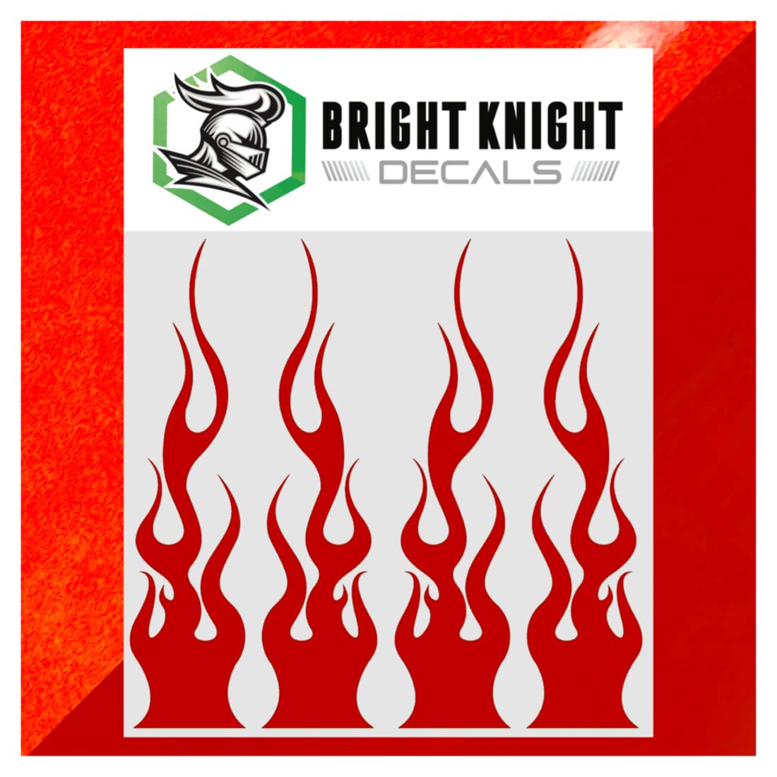 Flame Decals Reflective (2) 1.25'X5.25' Great For Helmets, Motorcycles, Computer Stickers, Phone, Tablet, Hard Hat (Yellow Reflective)