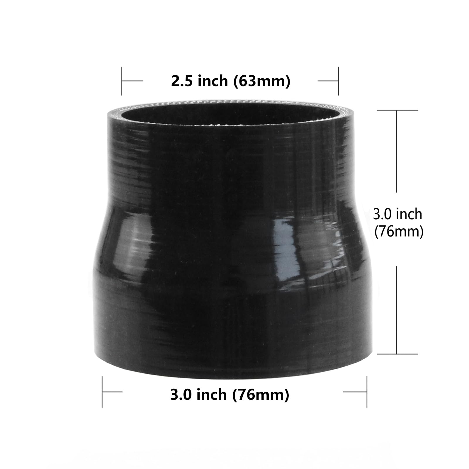 Ucreative 4-Ply Straight Coupler Silicone Hose Id 2.5 Inch To 3.0 Inch (63Mm To 76Mm) With T-Bolt Clamps