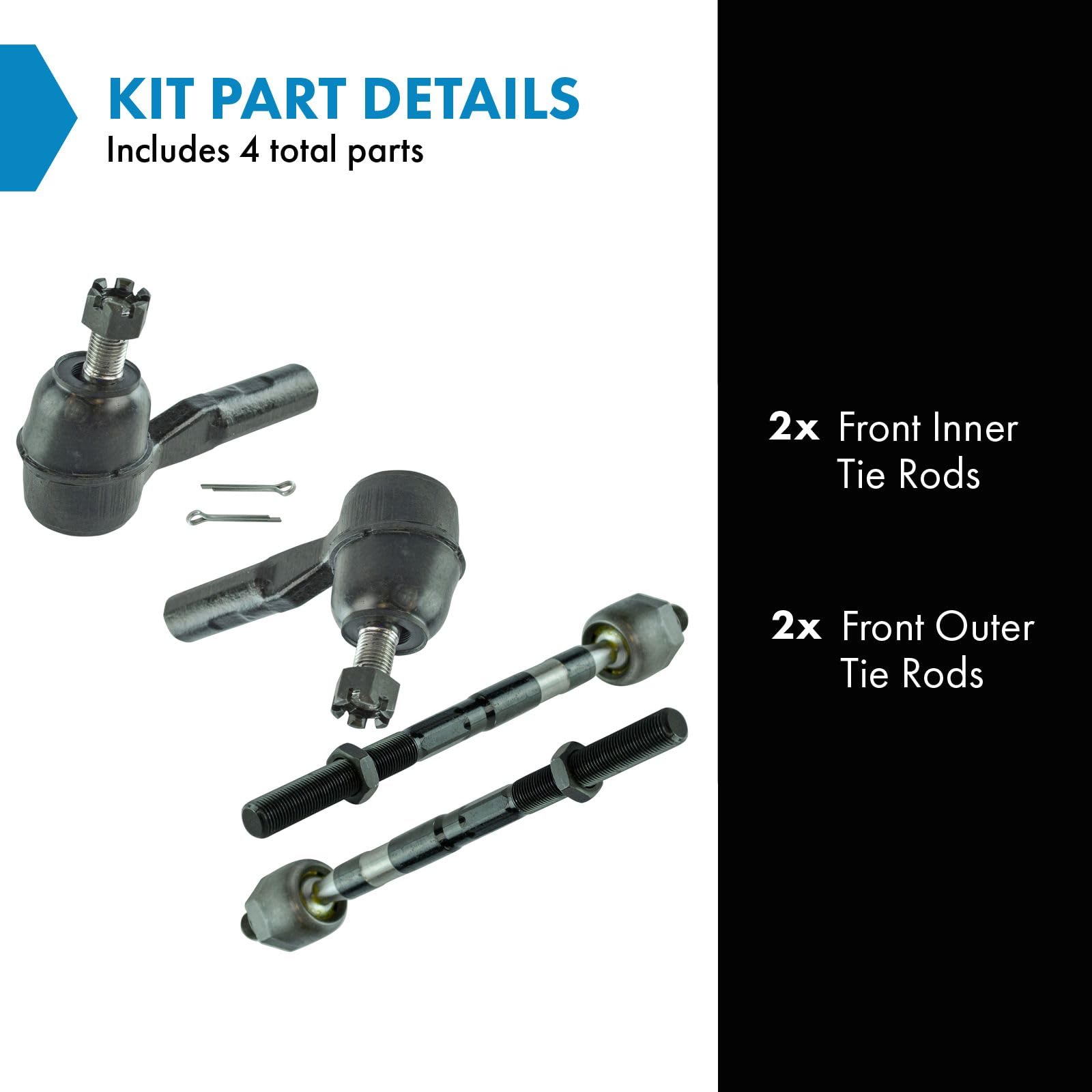 Trq Front Inner And Outer Tie Rod Set Compatible With 2006-2012 Chevrolet Colorado Gmc Canyon 2006 Isuzu I-350 2007-2008 I-370