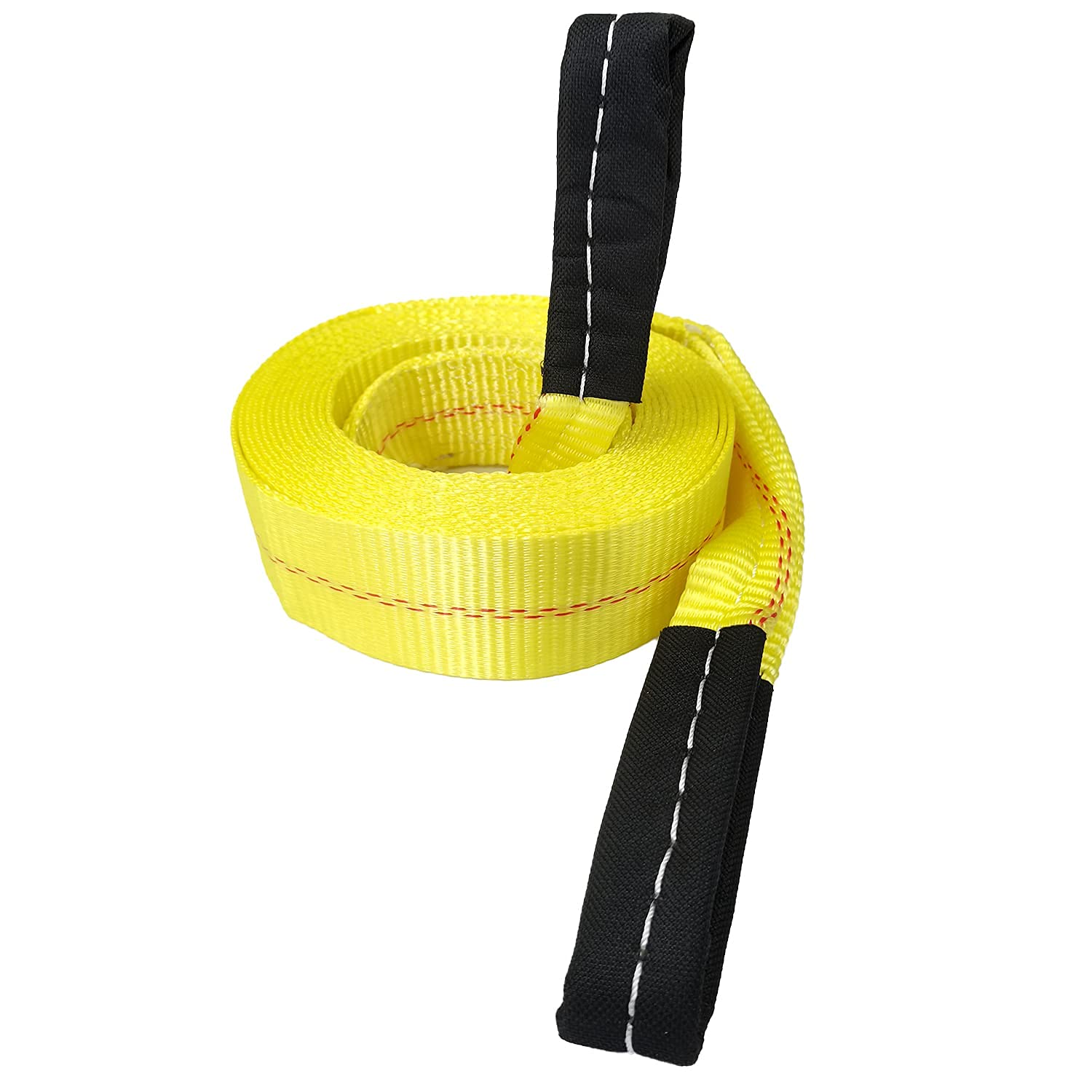 KJE Tow Strap with Reinforced Loops 2in x 30ft Vehicle Recovery Rope 10,000 lbs Pound Capacity Recovery Strap yellow2