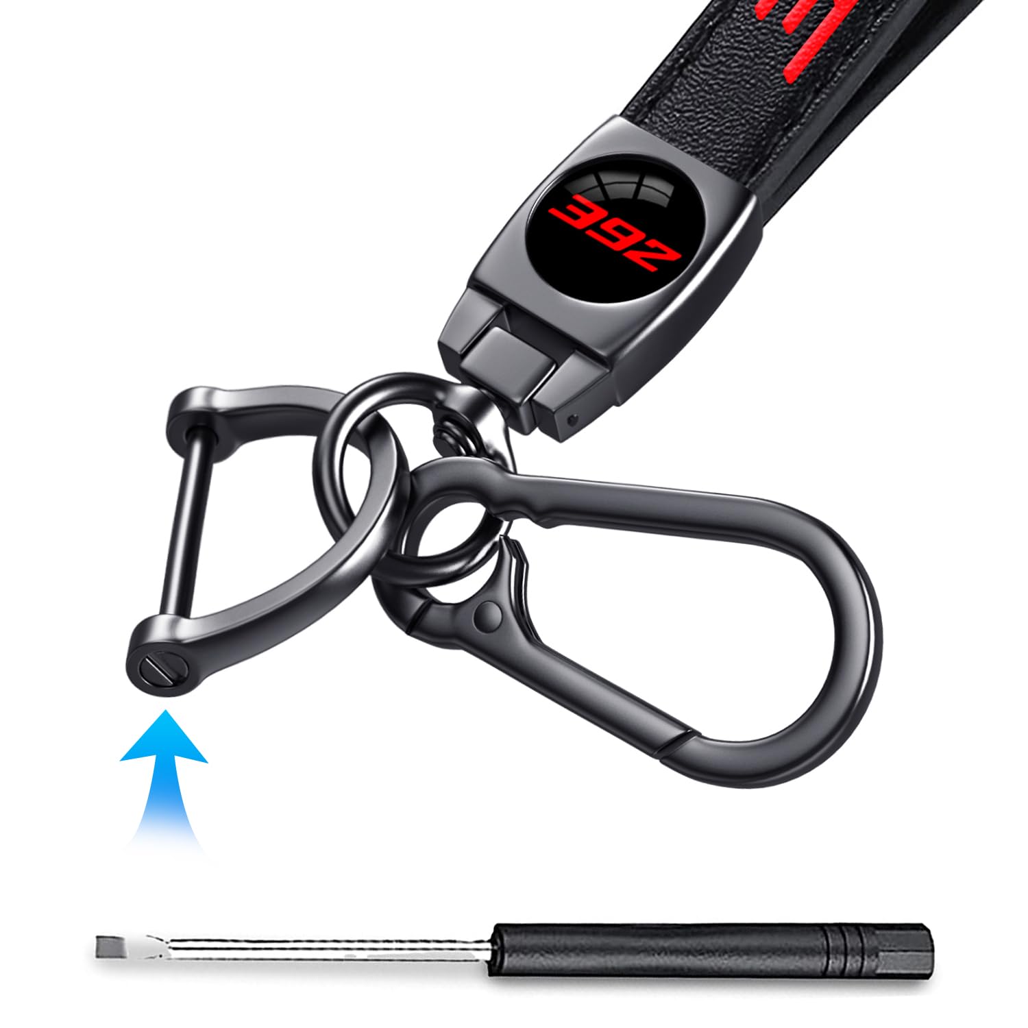 Annloysky Black Leather Metal Car Keychain Keyring Compatible with Dodge Challenger Durango SRT 392 Cars Accessories