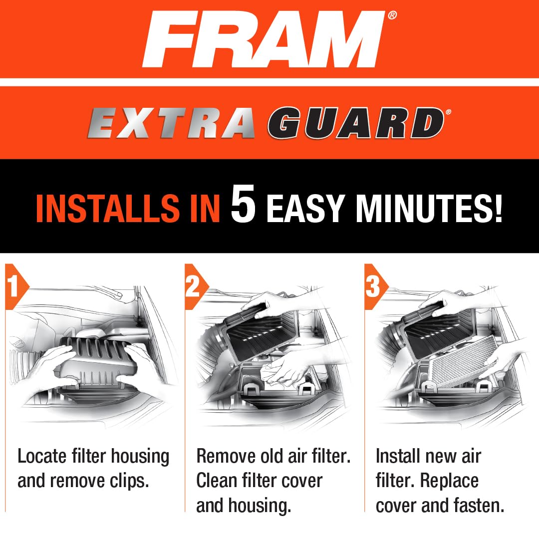 Fram Extra Guard Ca7351 Replacement Engine Air Filter For Select Toyota And Lexus Models, Provides Up To 12 Months Or 12,000 Mil