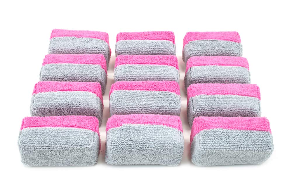 Autofiber [Saver Applicator Terry] Ceramic Coating Applicator Sponge | 12 Pack | With Plastic Barrier To Reduce Product Waste. (