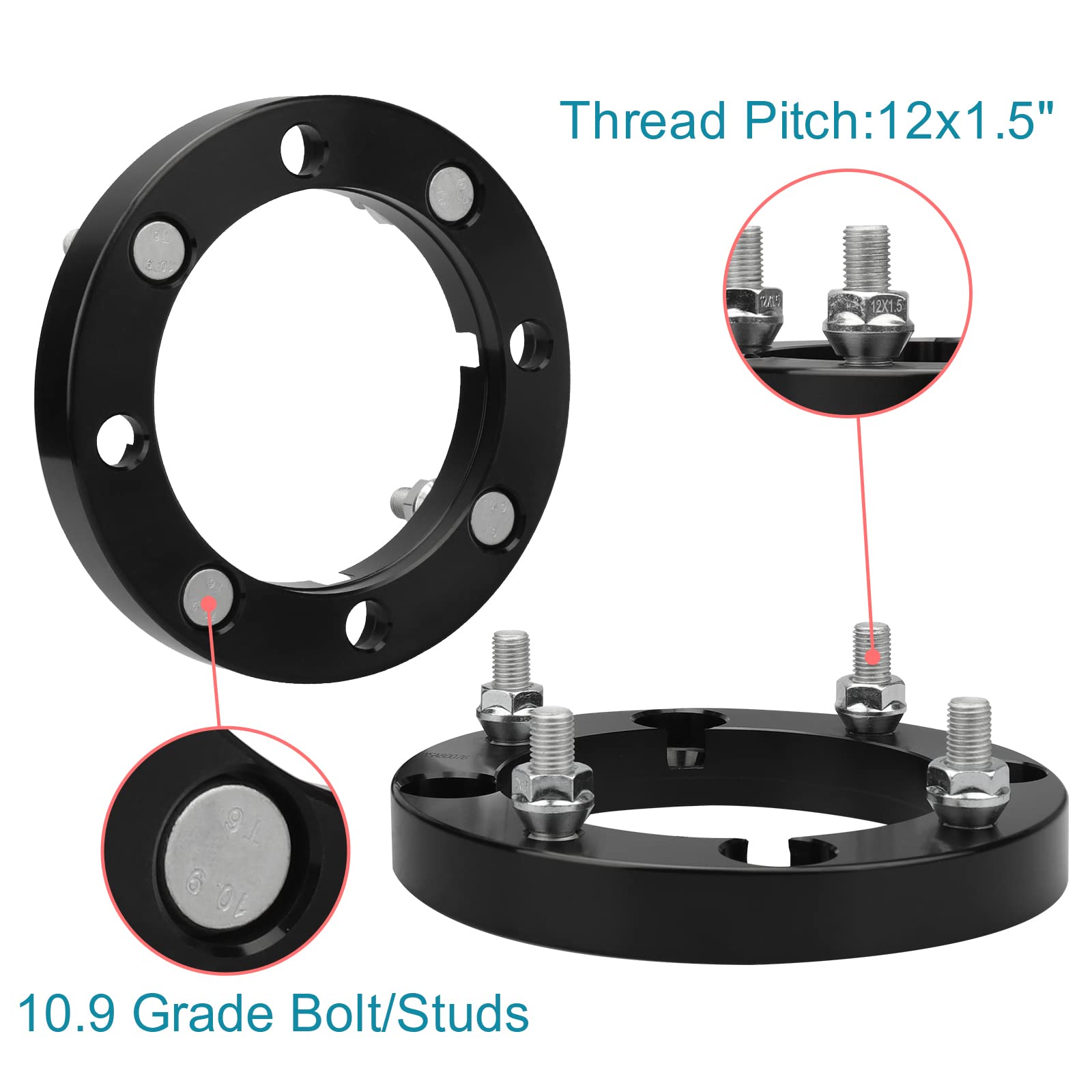 IRONTEK 4x156mm ATV Wheel Spacers 1''(25mm) Thickness with 12x1.5 Studs 131mm Hub Bore Fit for Polaris Sportsman 400 500 600 700