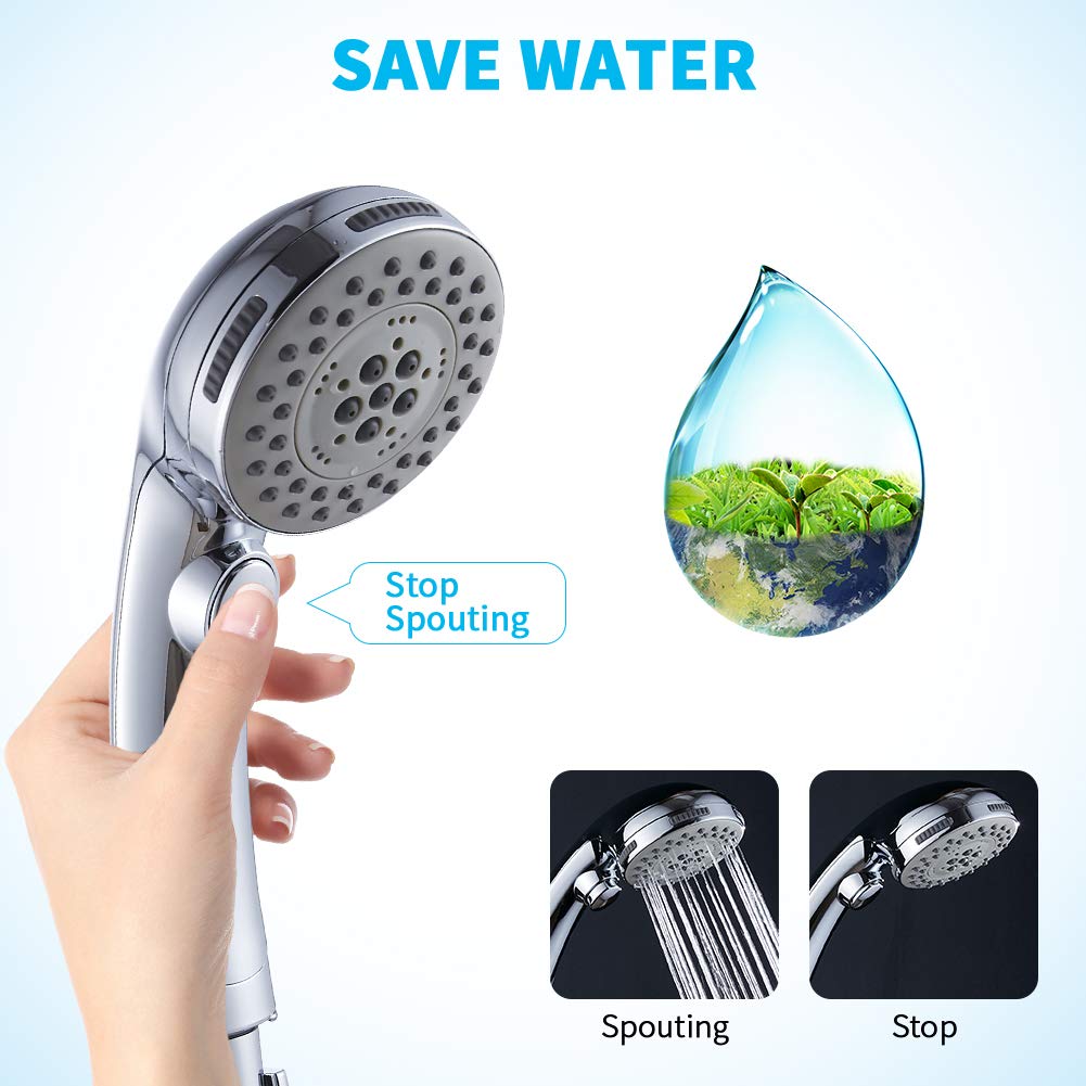 Doiliese High Pressure 6 Setting Shower Head Hand-Held With Onoff Switch And Spa Spray Mode - Hand Held Shower Head With Handhel