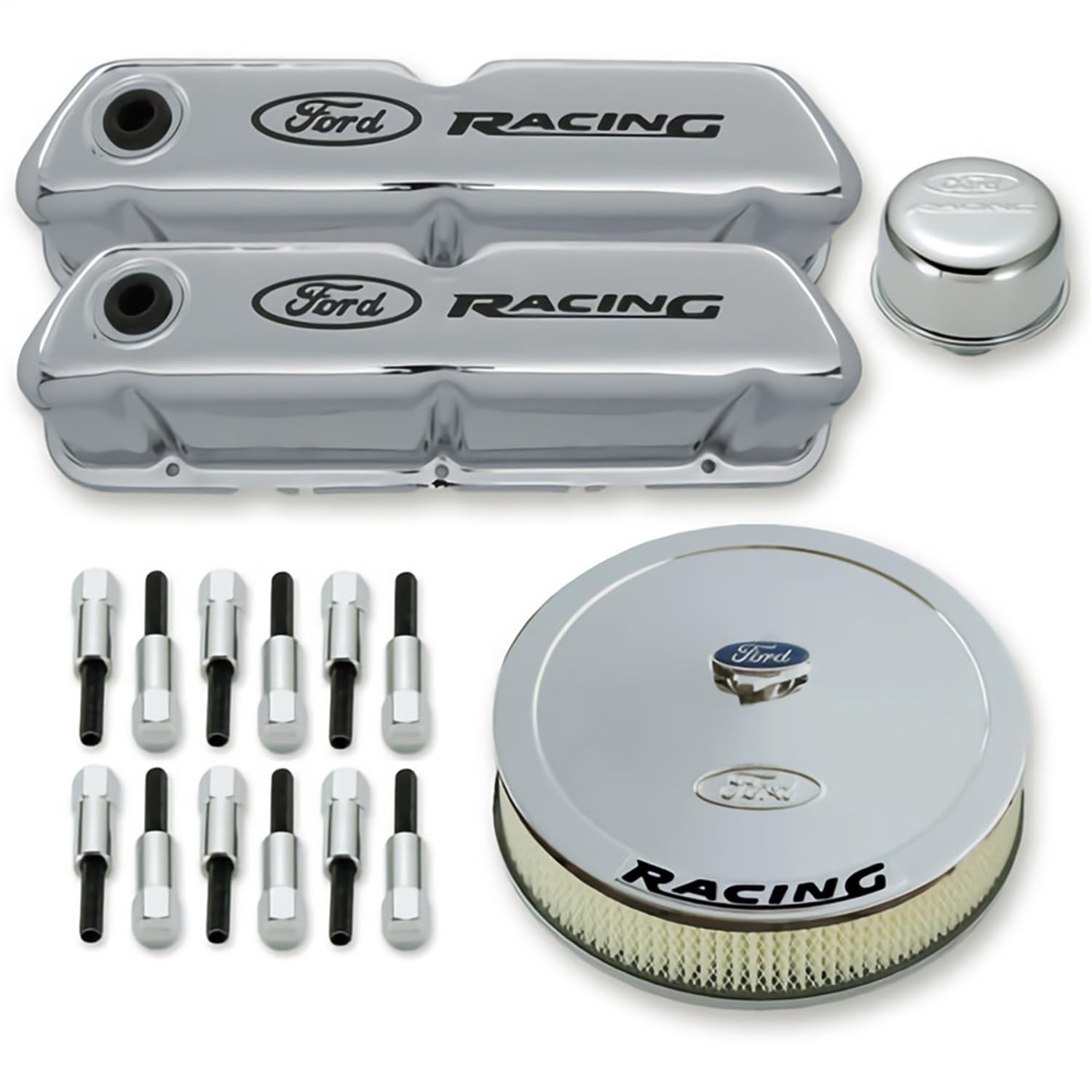 Compatible/Replacement Part For A Ford - 302-510 - Engine Dress Up Kit Chrome W/Compatible/Replacement Part For A Ford Racing Log