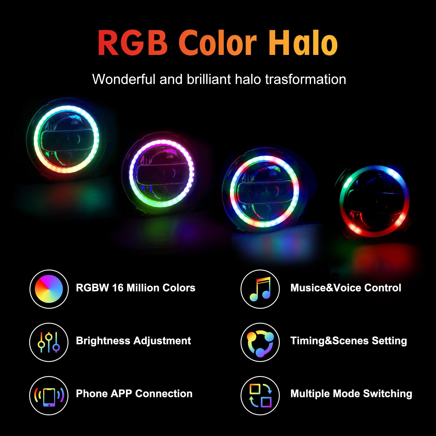 Beeyeo 9 Inch Led Headlights, Round Wrangler Headlight With Halo Drl & Turn Signal For Wrangler Jl 2018 2019 2020 2021, Gladiato