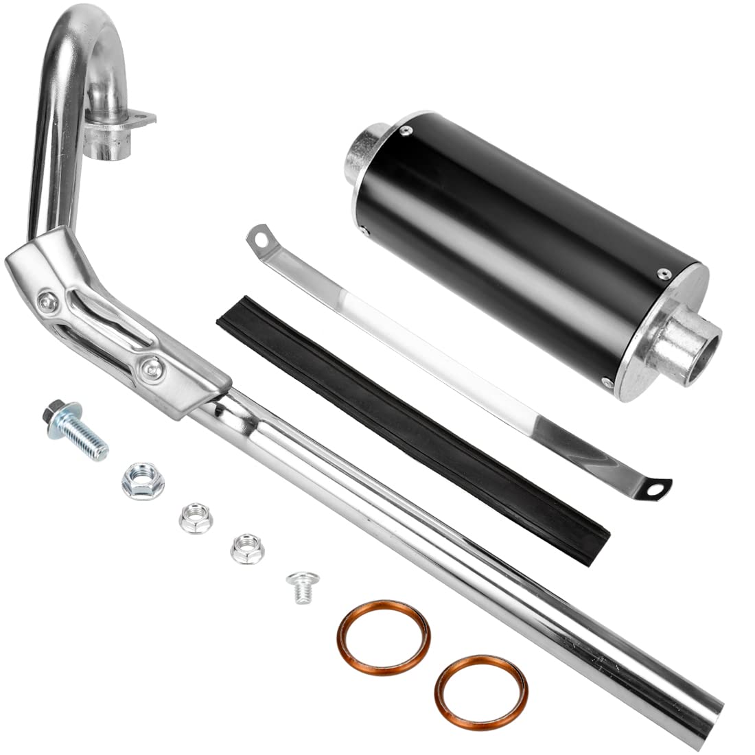 Fvrito High Performance Big Bore Exhaust Muffler Silencer Head Pipe Full System With Hardware Parts Fit For Honda Xr50 Crf50 Chinese 70Cc 110Cc 125Cc Ssr Taotao Sdg Coolster Apollo Dirt Pit Bike Black