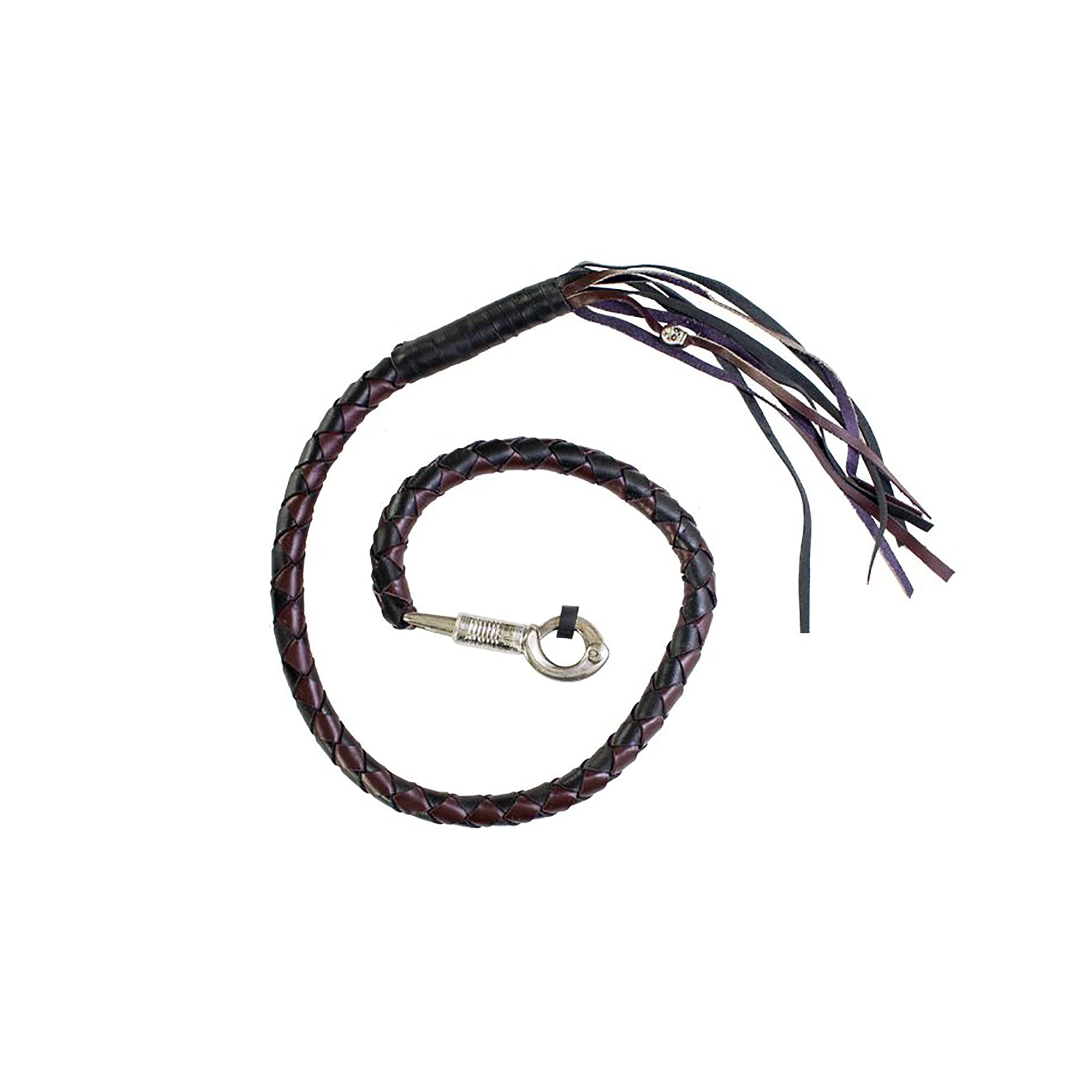 Dream Apparel 42'' Leather Motorcycle Get Back Whip for Handlebar Fringed Biker Whip, Black and Dark Brown