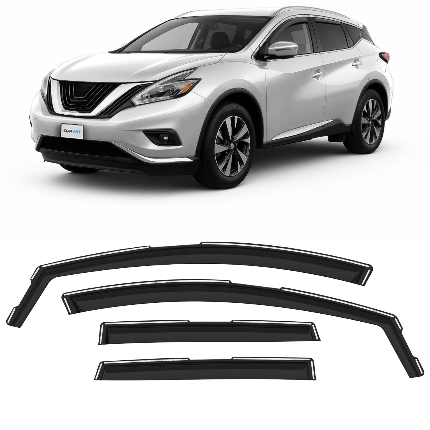 Clim Art In-Channel Incredibly Durable Rain Guards For Nissan Murano 2015-2024, Original Window Deflectors, Vent Window Visors,