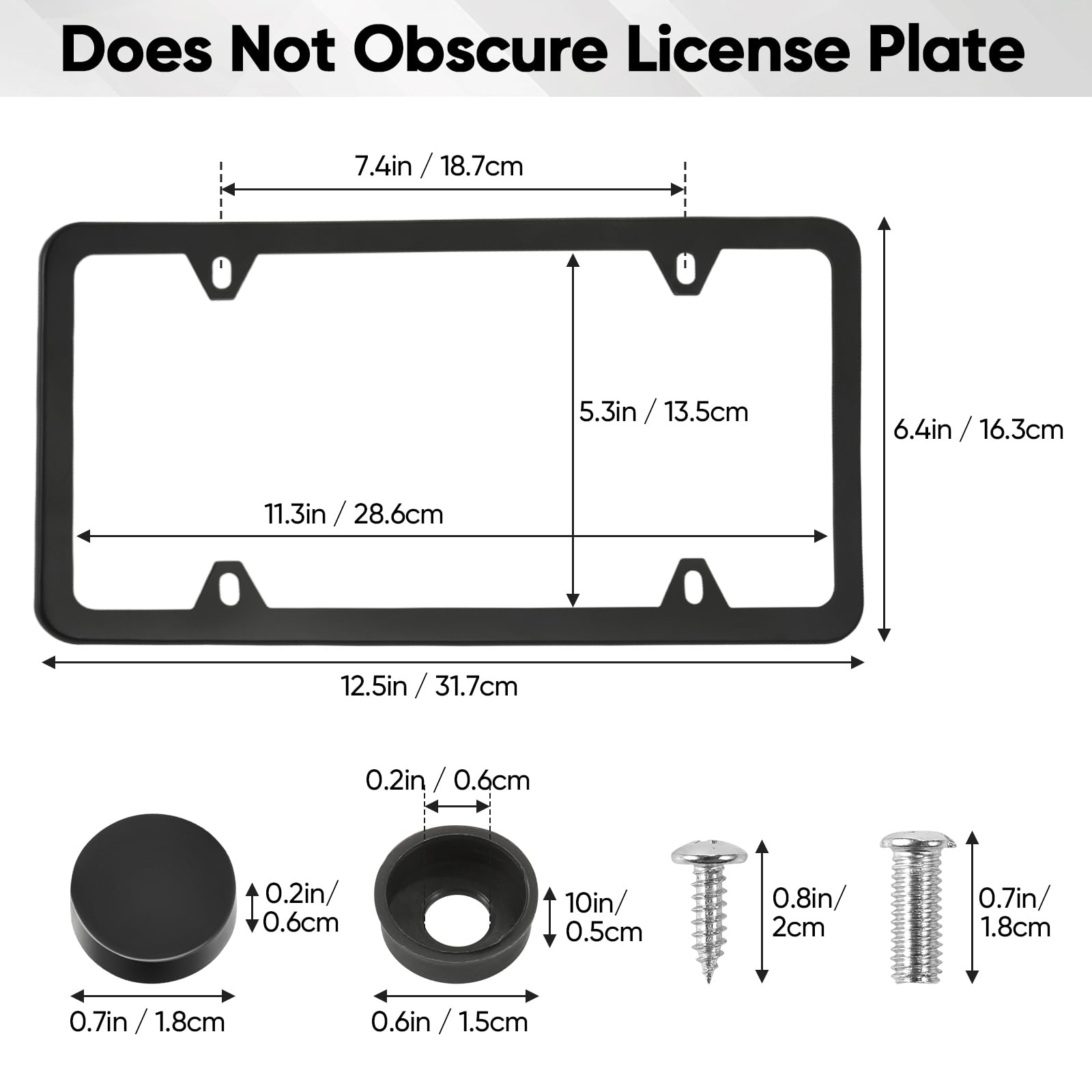 2 Pack License Plate Frames, 4 Holes Matte Black License Plate Frame, Aluminum License Plate Holder With Free Screws Fasteners C