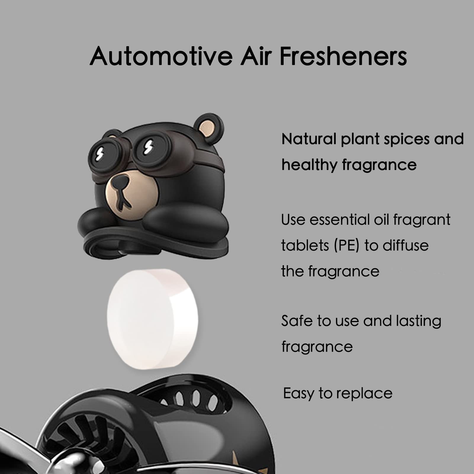 Car Air Fresheners Pilot Bear Cute Car Diffuser Rotating Propeller Cartoon Automotive Air Outlet Car Perfume Decoration (Pilot B