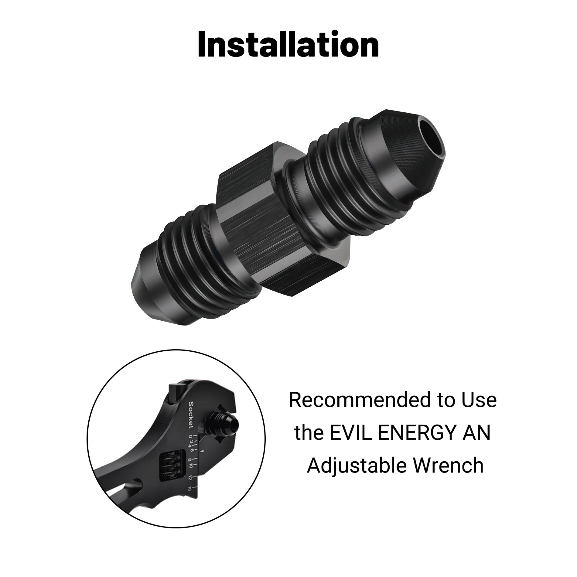 EVIL ENERGY 3AN Male to Male Flare Coupler Union Straight Fuel Hose Adapter Fitting Black