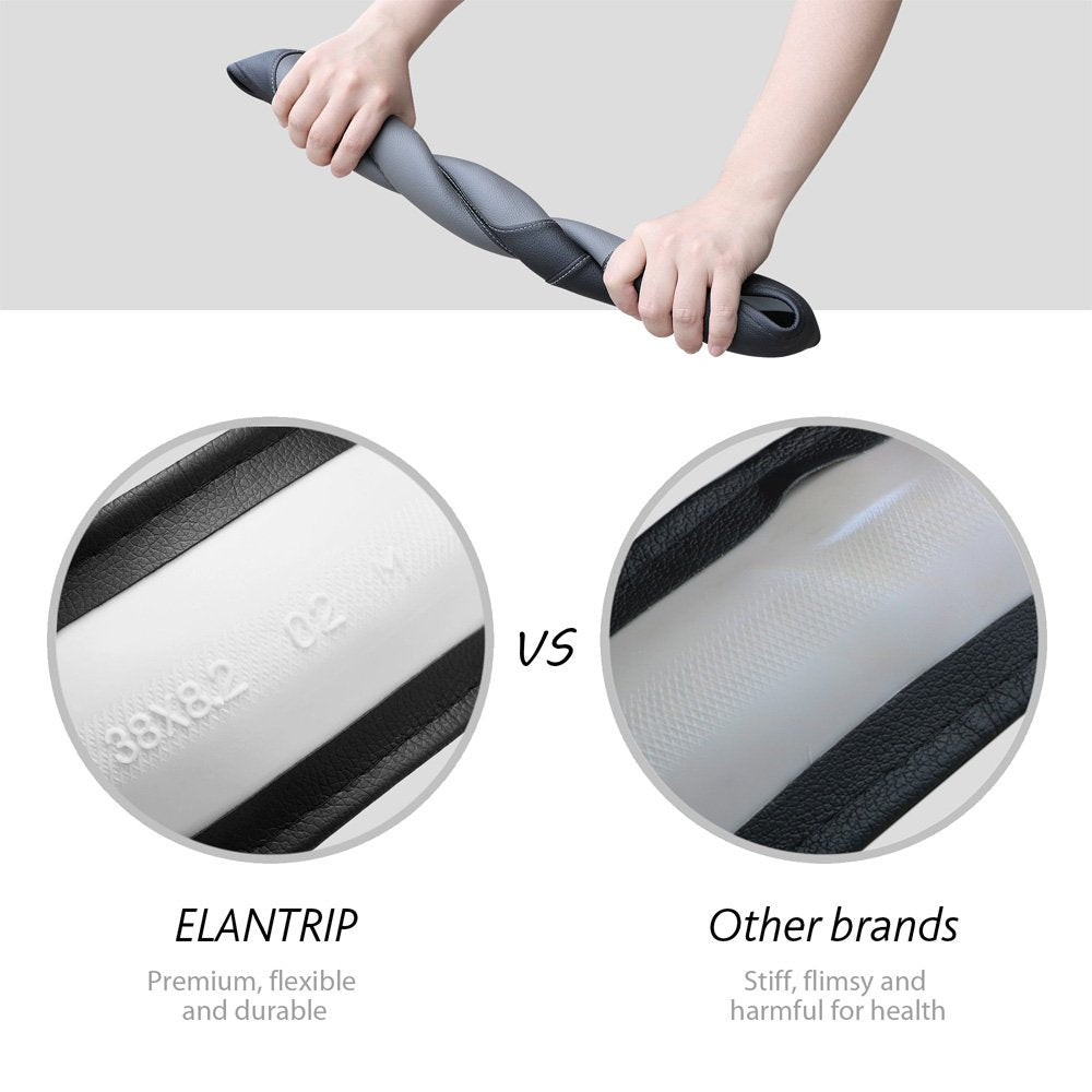 Elantrip Sport Leather Steering Wheel Cover 14 1/2 inch to 15 inch Universal, Padded Soft Grip Breathable for Car Truck SUV Jeep