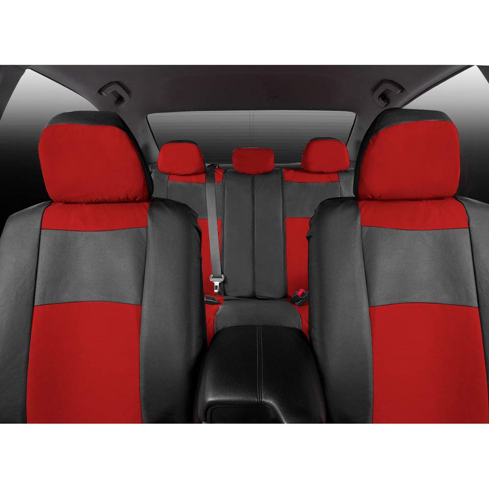 BDK Croc Skin Faux Leather Car Seat Covers Full Set with Carpet Car Floor Mats - Front and Rear Bench Seat Covers with Carpet Fl