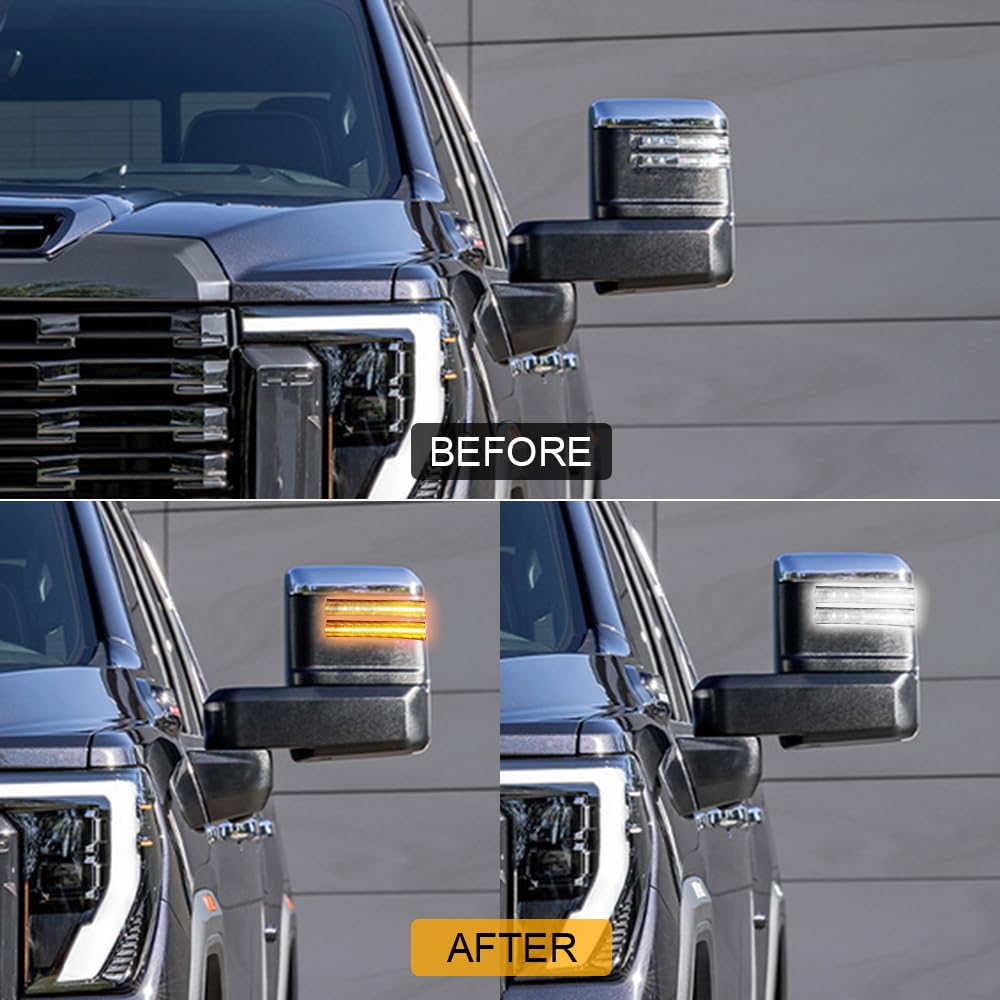 Roccs Sequential Amber Turn Signal Switchback Led Side Tow Mirror Marker Light White Drl Parking Lights Fit For 2020 2021 2022 2