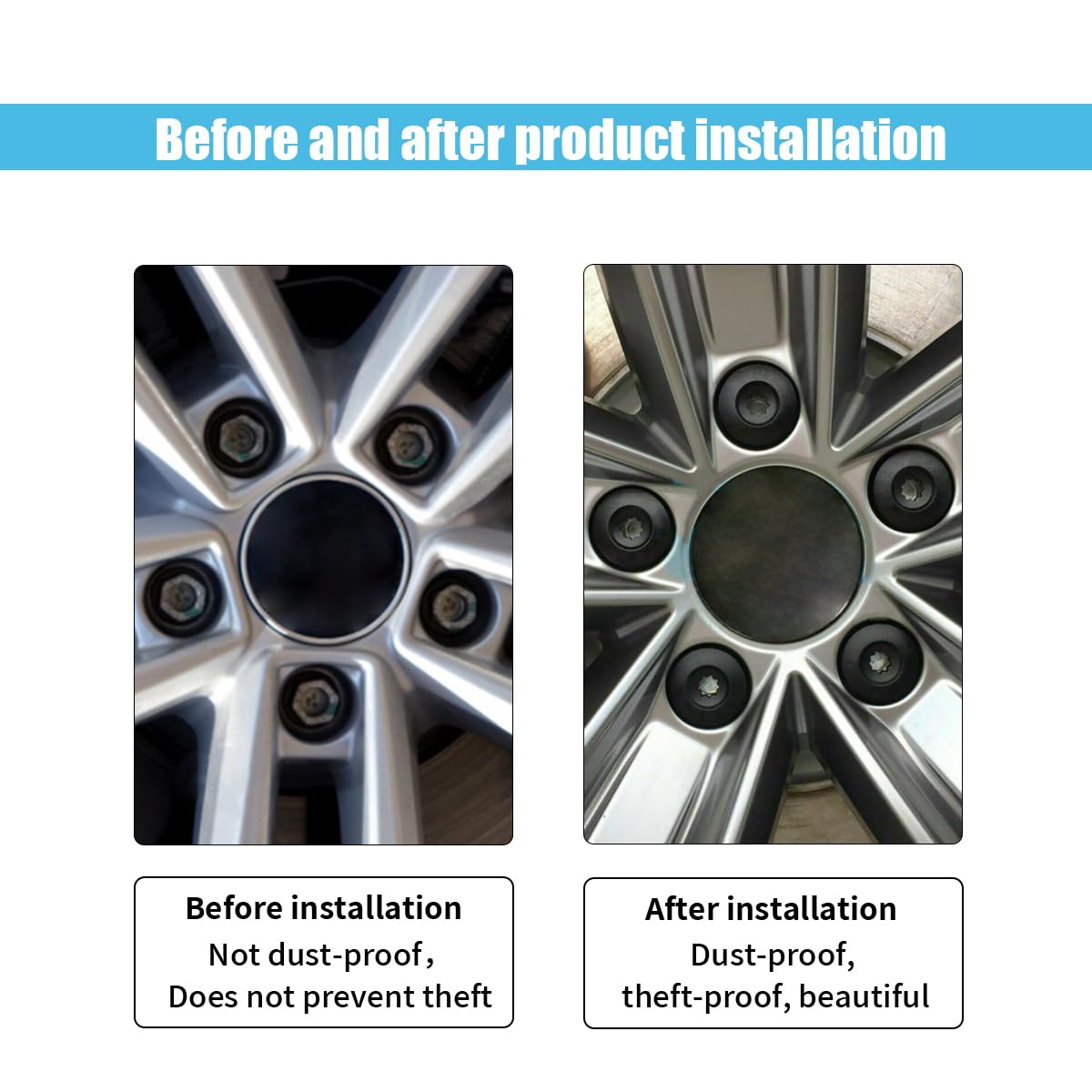 Joycourt 20Pcs Car Wheel Lug Nut Covers Auto Tire Bolt Caps, 17Mm Wheel Nut Covers With Removal Tool, Wheel Bolt Cover Dismantle