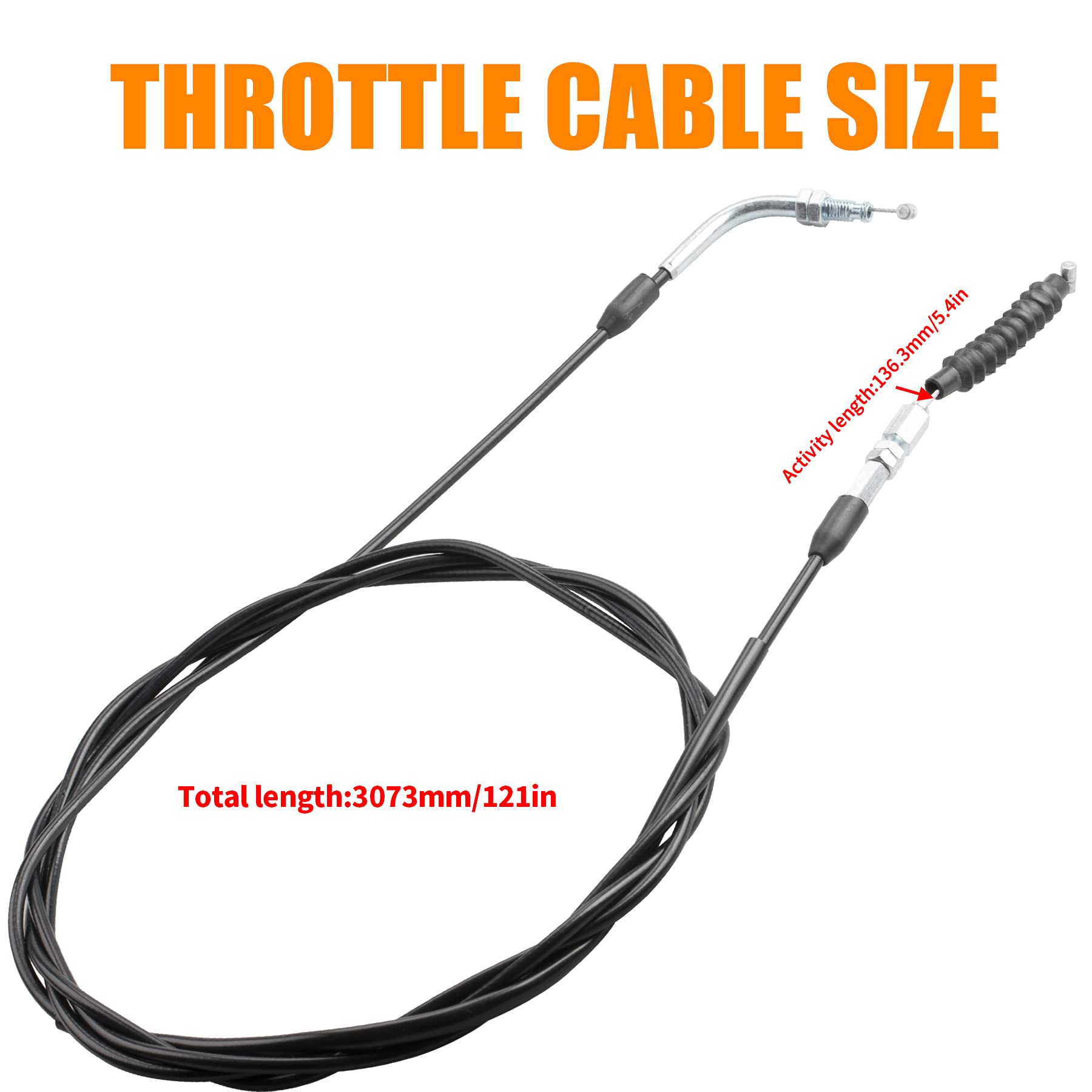 Mrelc Throttle Cable, 121'' Throttle Cable Brake Cable Compatible With Go Kart 150 250Cc Kazuma Kandi Roketa Gk-28A Sunl Spyder
