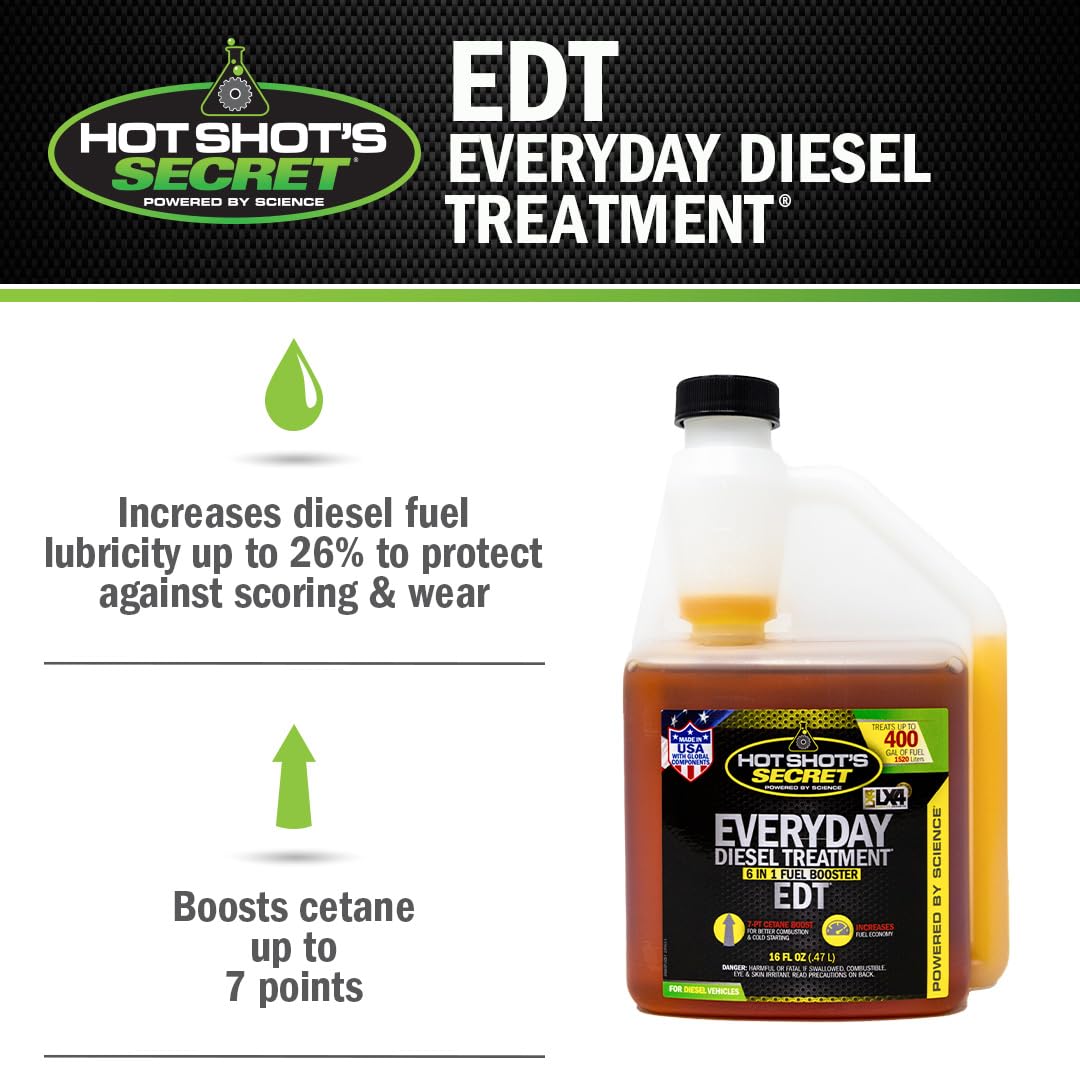 Hot Shot'S Secret Everyday Diesel Treatment 16 Oz. Squeeze Bottle 2 Pack, 6-In-1 Diesel Additive - Injector Cleaner, Fuel System Cleaner, Fuel Additive Boosts Cetane