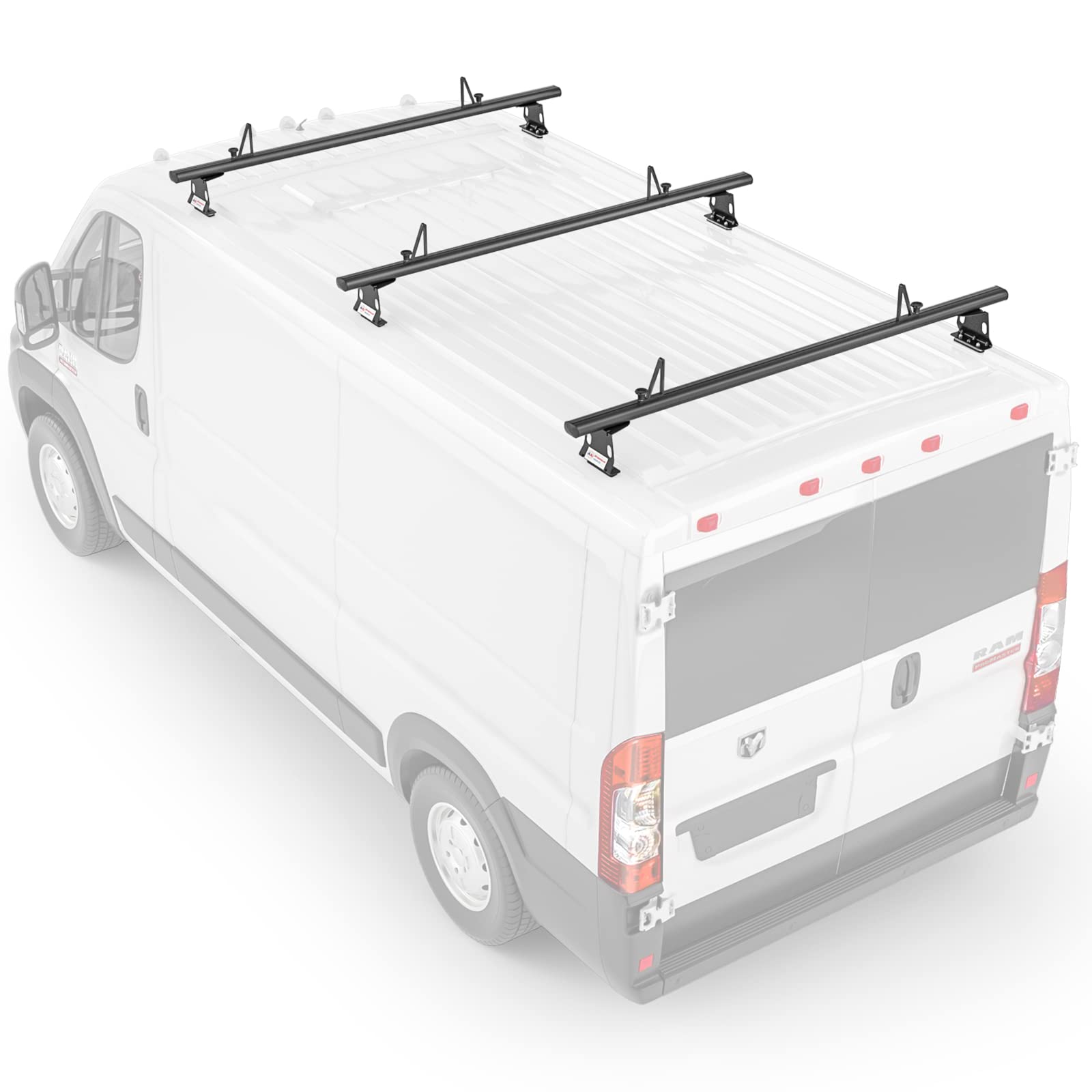 Aa Racks Model Ax302 Aluminum Van Ladder Roof Rack System Fits For 2013-On Ram Promaster/ 2015-On Transit - 3 Bar 72'', Black