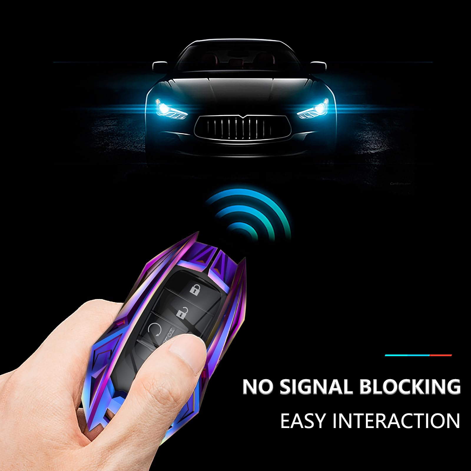 Ocezbiis for Honda Key Fob Cover,Keychain,Zinc Alloy Protection Car Key Shell Case Compatible with Honda Smart Remote Keyless En