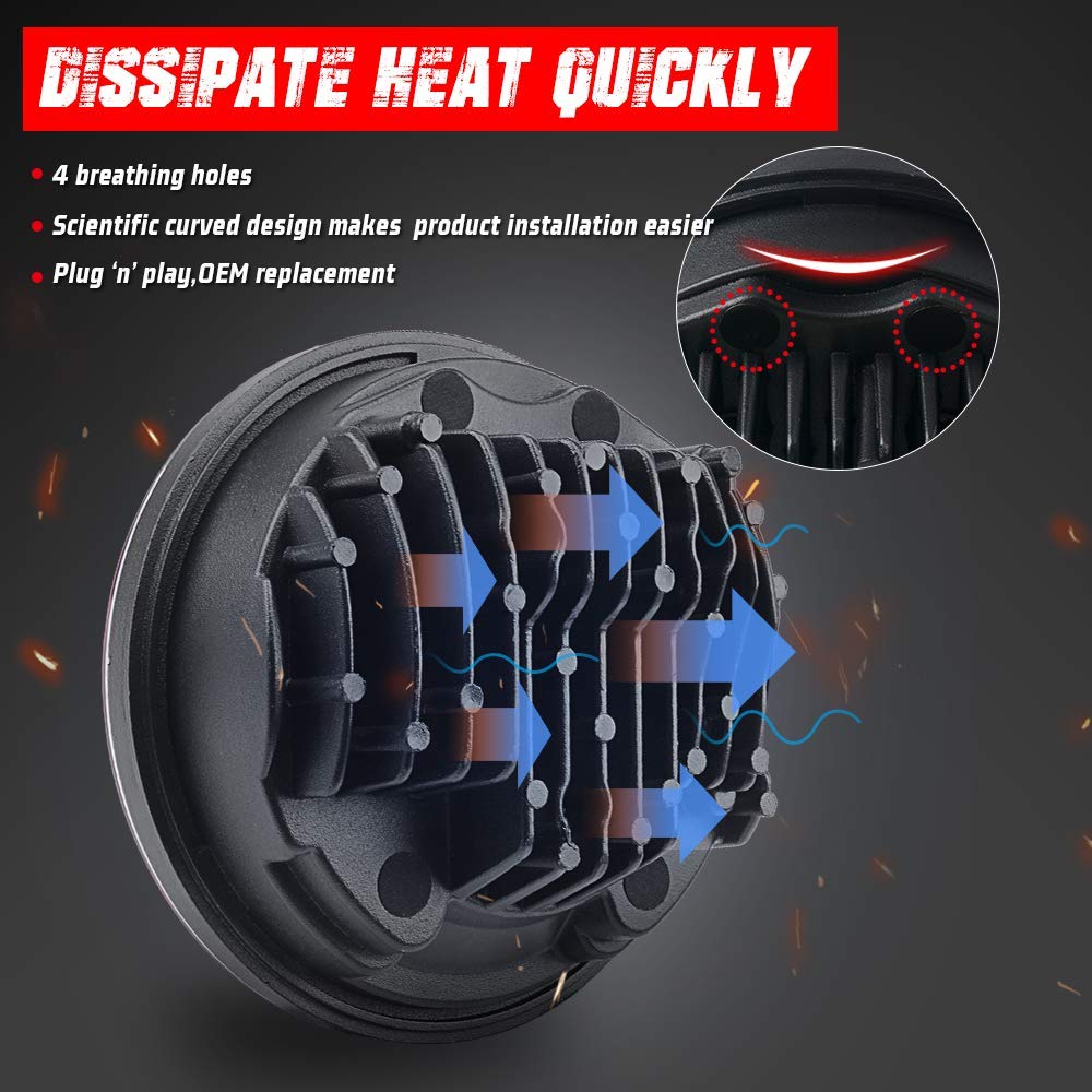 Tugwuetlwu 5-3/4 5.75 Inch Led Motorcycle Headlight Compatible With Harley Davidson Sportster Dyna Street Bob Low Rider Wide Glide Iron 883 1200 Softail Triple Headlamp Accessories