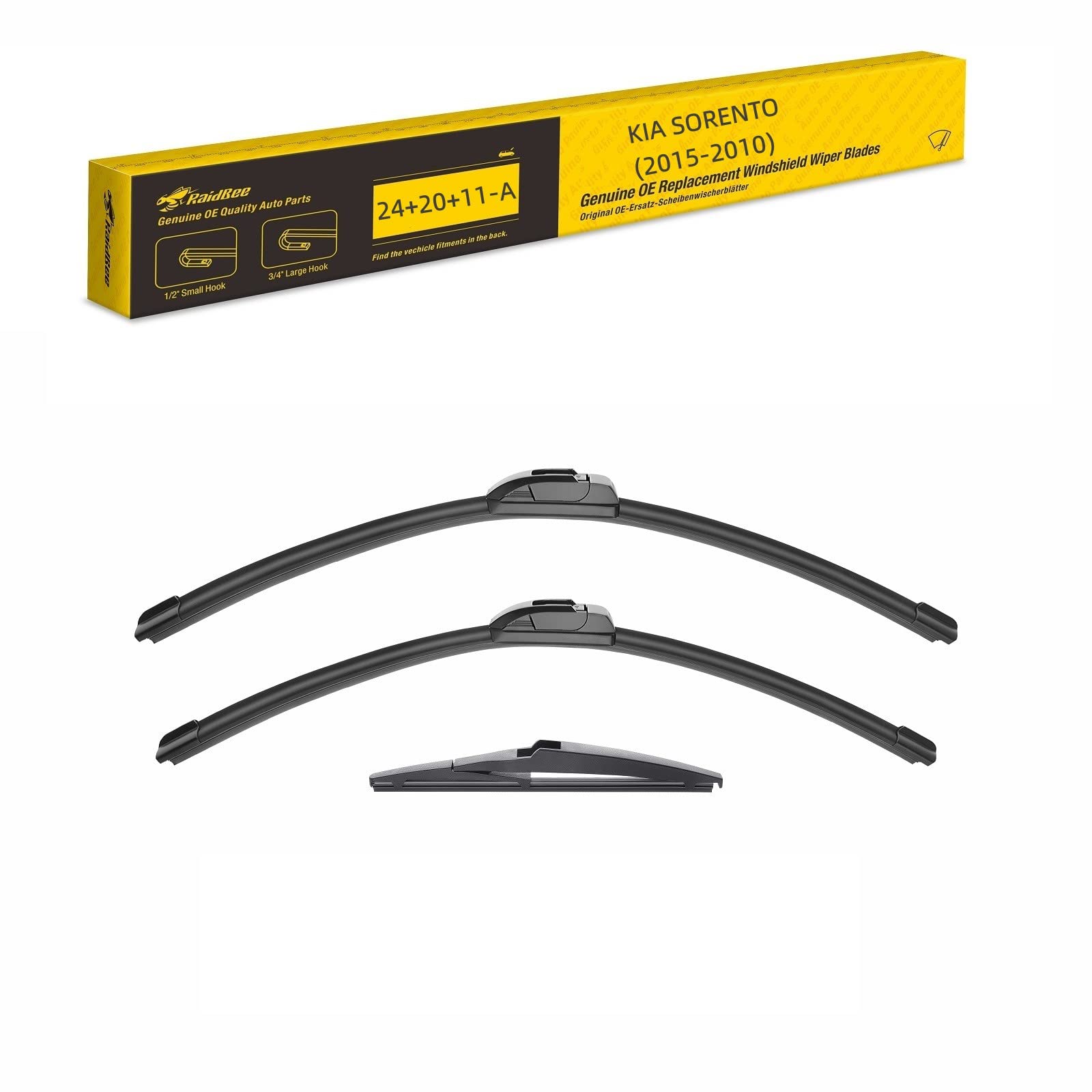 Raidbee Oem Windshield Wipers,Wiper Blades Replacement For Kia Sorento 11-15,Soul 10-20,Ev 15-19 Beam And Rear Windshield Wipers