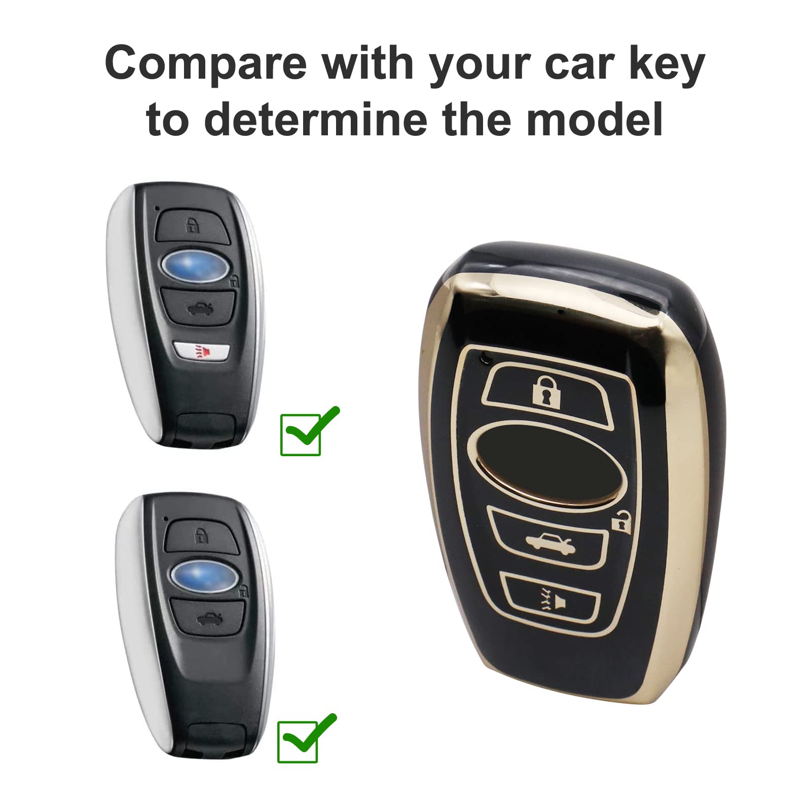 Elegananccy For Subaru Key Fob Cover, Soft Full Protection Key Case Shell With Keychain Compatible With Ascent Brz Crosstrek Forester Impreza Legacy Outback Wrx Sti Smart Key (Black)