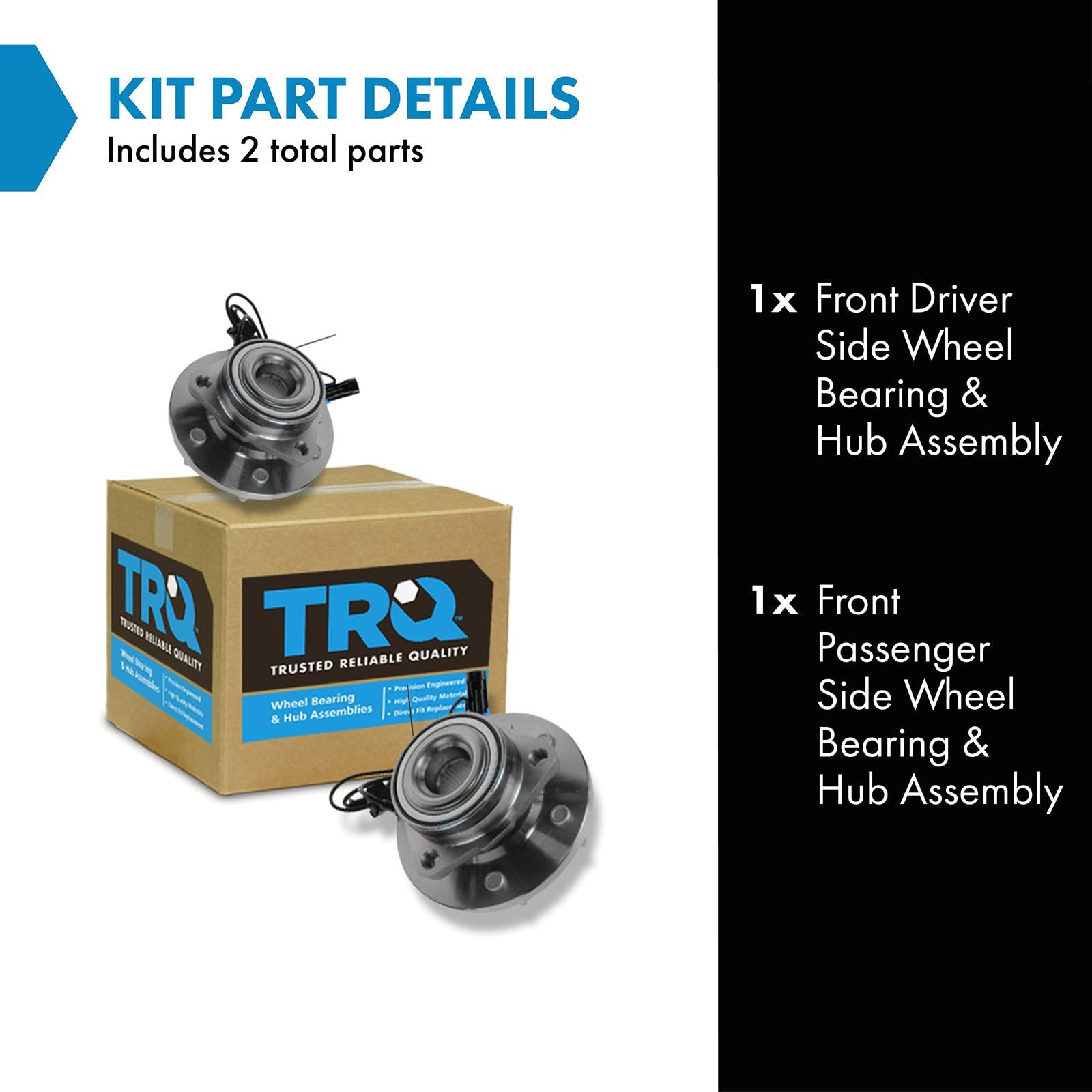 Trq Front Wheel Hub Bearings Assembly Set Compatible With 2006-2010 Hummer H3 2009-2010 H3T