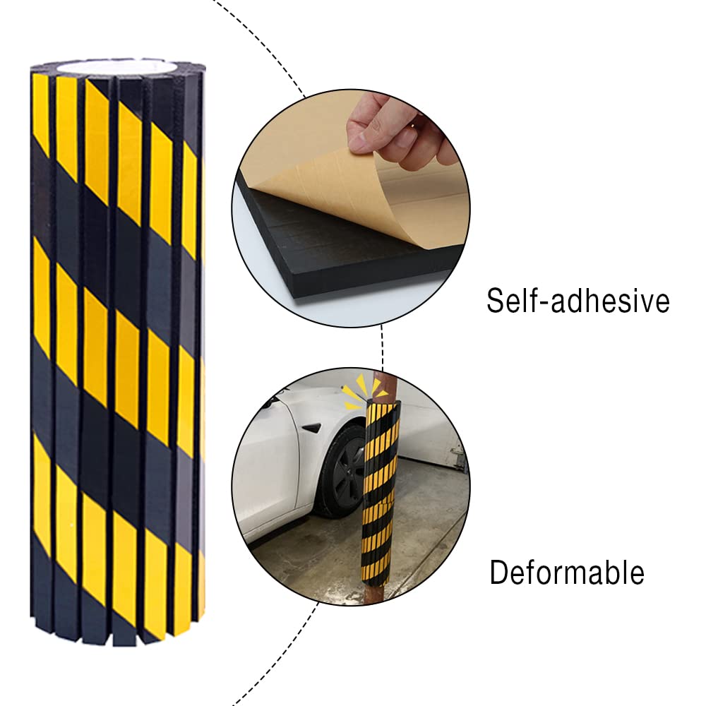Guequitlex Garage Wall Protector Foam Wall Column Guard For Parking Garages - Reflective Wall Edge Protector - 4 Pack Pole Guard - Wall Edge And Bumpers Guards