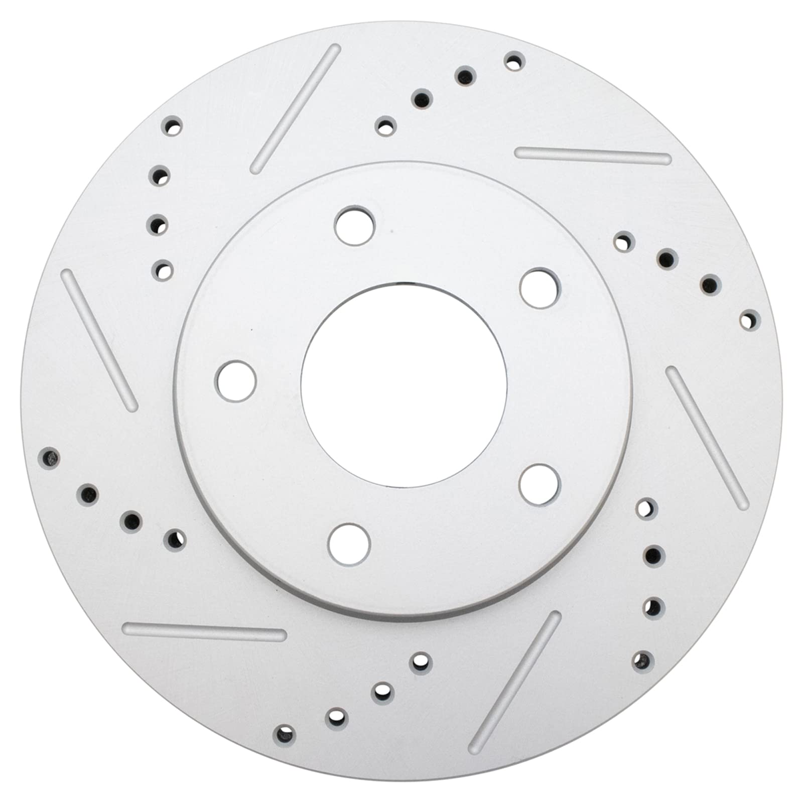 Trq Performance Brake Rotor Drilled Slotted Front Coated Pair Compatible With Chrysler