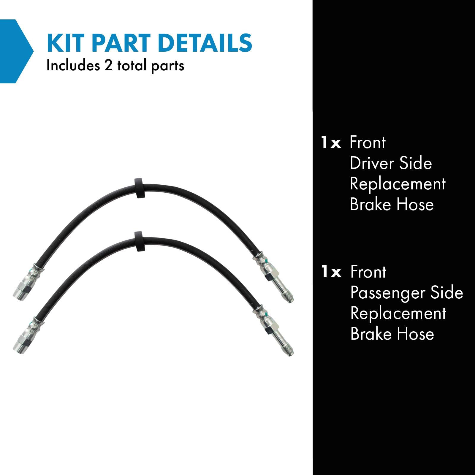 Trq Front Brake Hose Set Compatible With 2001-2002 Volvo V70 2003-2007 Xc70