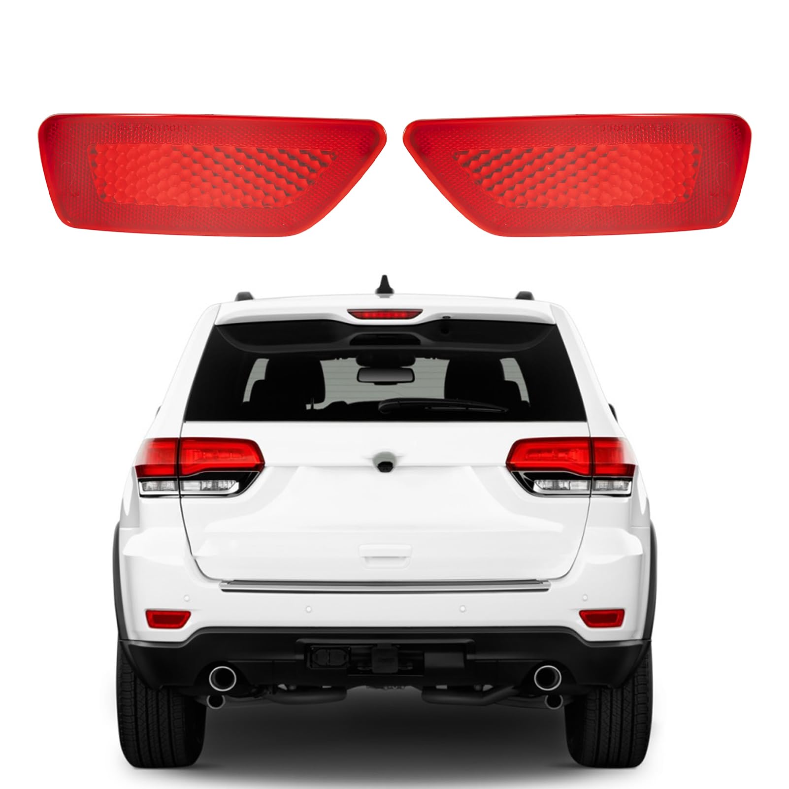 Nfspeeding 2 Pcs Rear Bumper Reflectors Compatible With Grand Cherokee 2011-2021,Compass 2011-2017, Journey 2011-2020, Replaces 57010721Ac 57010720Ac (Red Lens, Left And Right)