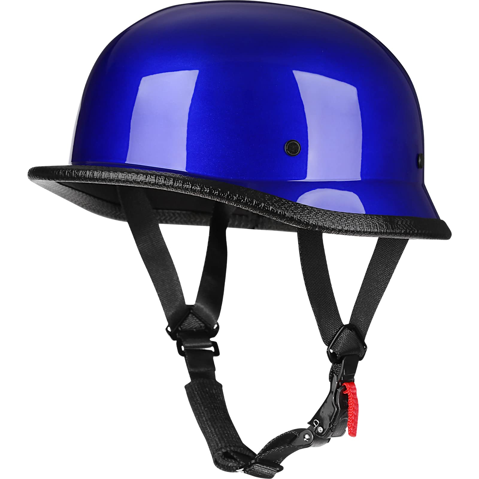 Yesmotor Helmet Half Shell German Motorcycle Helmet With Cycling Glasses - Dot Approved (Medium, Blue & Black Goggles)