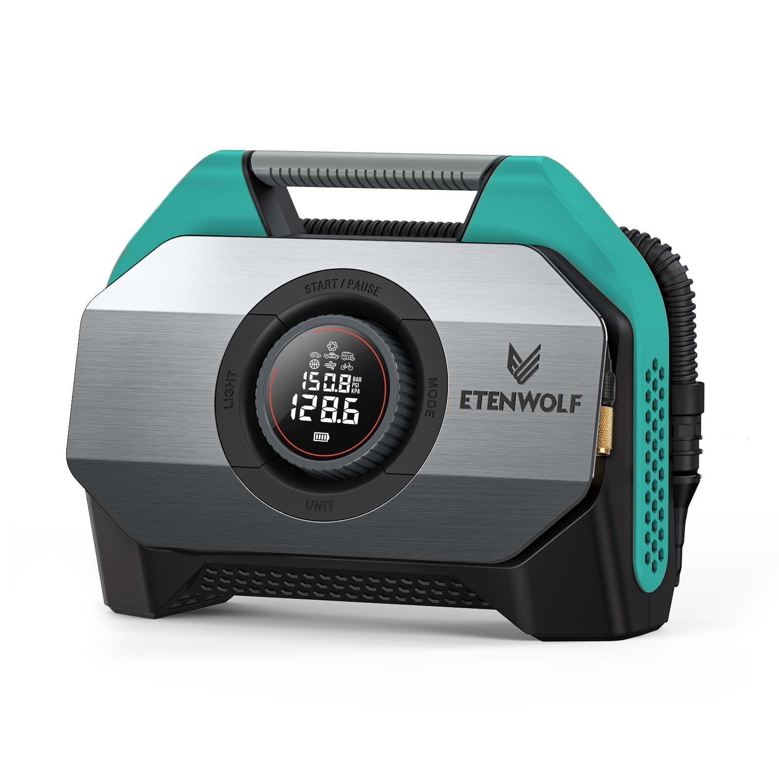 Etenwolf Vortex S6 Tire Inflator Portable Air Compressor For Heavy-Duty Vehicles, Cordless Air Pump For Car & Inflatables With 1