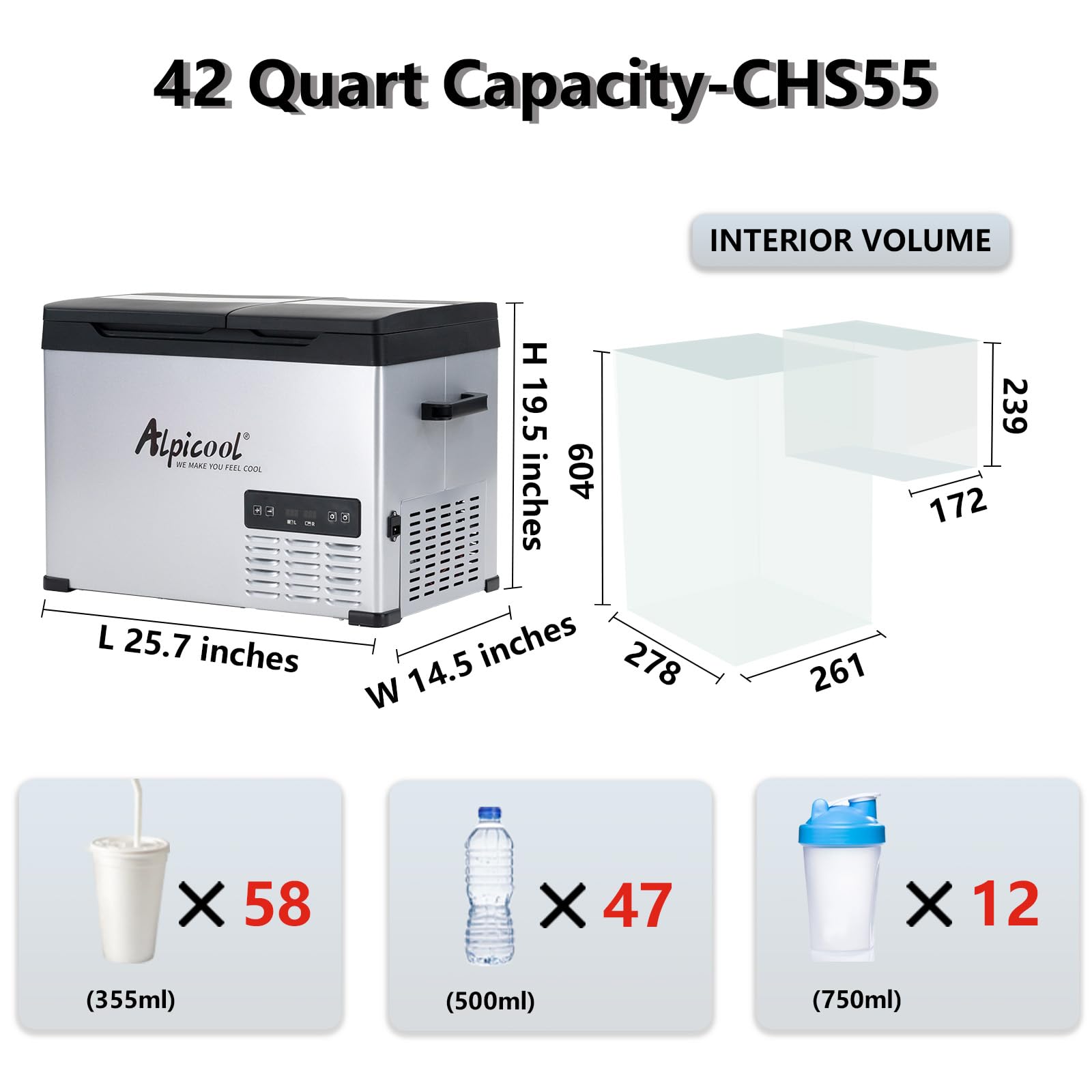 Alpicool C Series Car Freezer 42 Quart CHS55 - Portable, Energy Efficient, Ideal for Camping and Travel