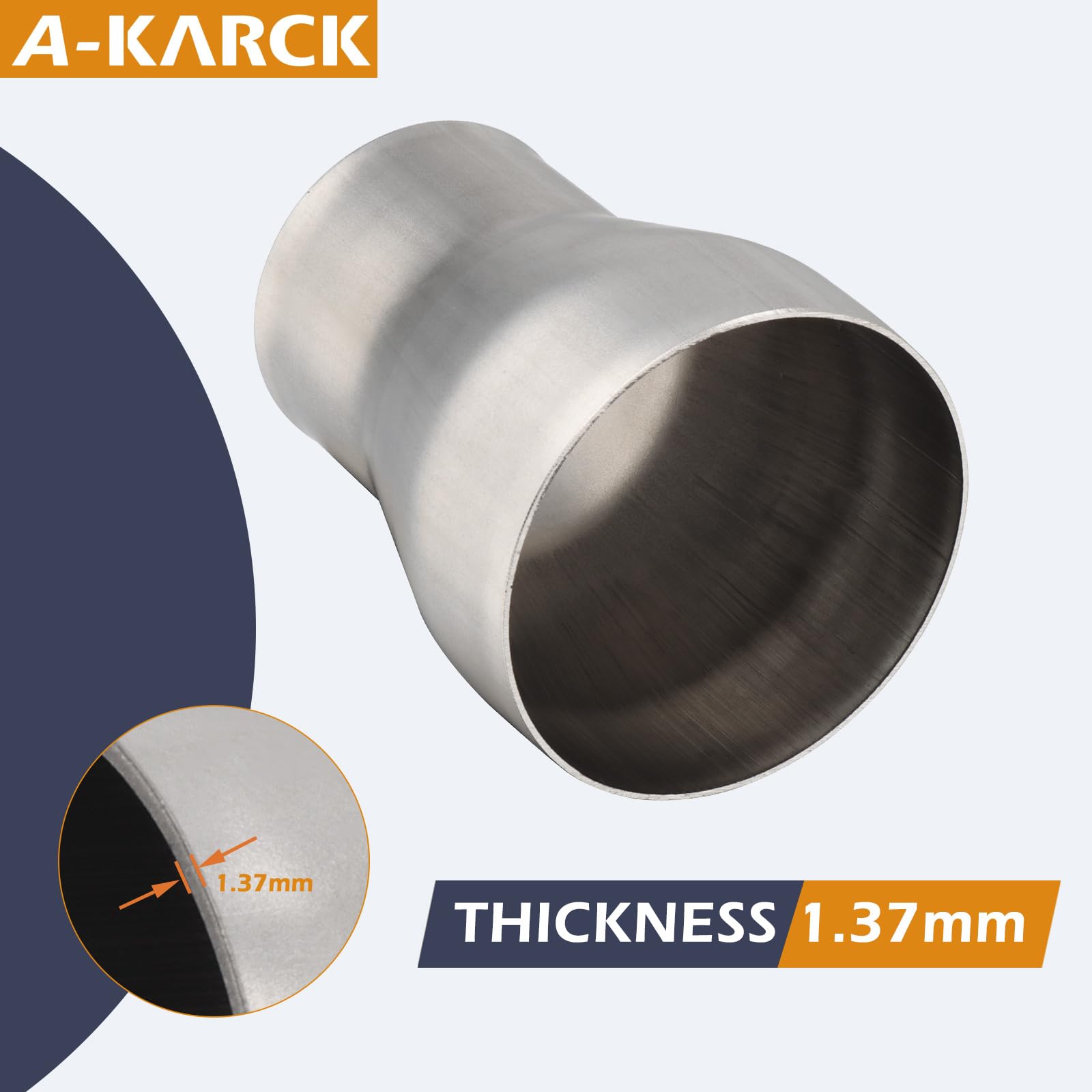 A-KARCK Stainless Steel Exhaust Adapter 2'' ID to 3'' OD, Exhaust Pipe Reducer 3.6'' Overall Length