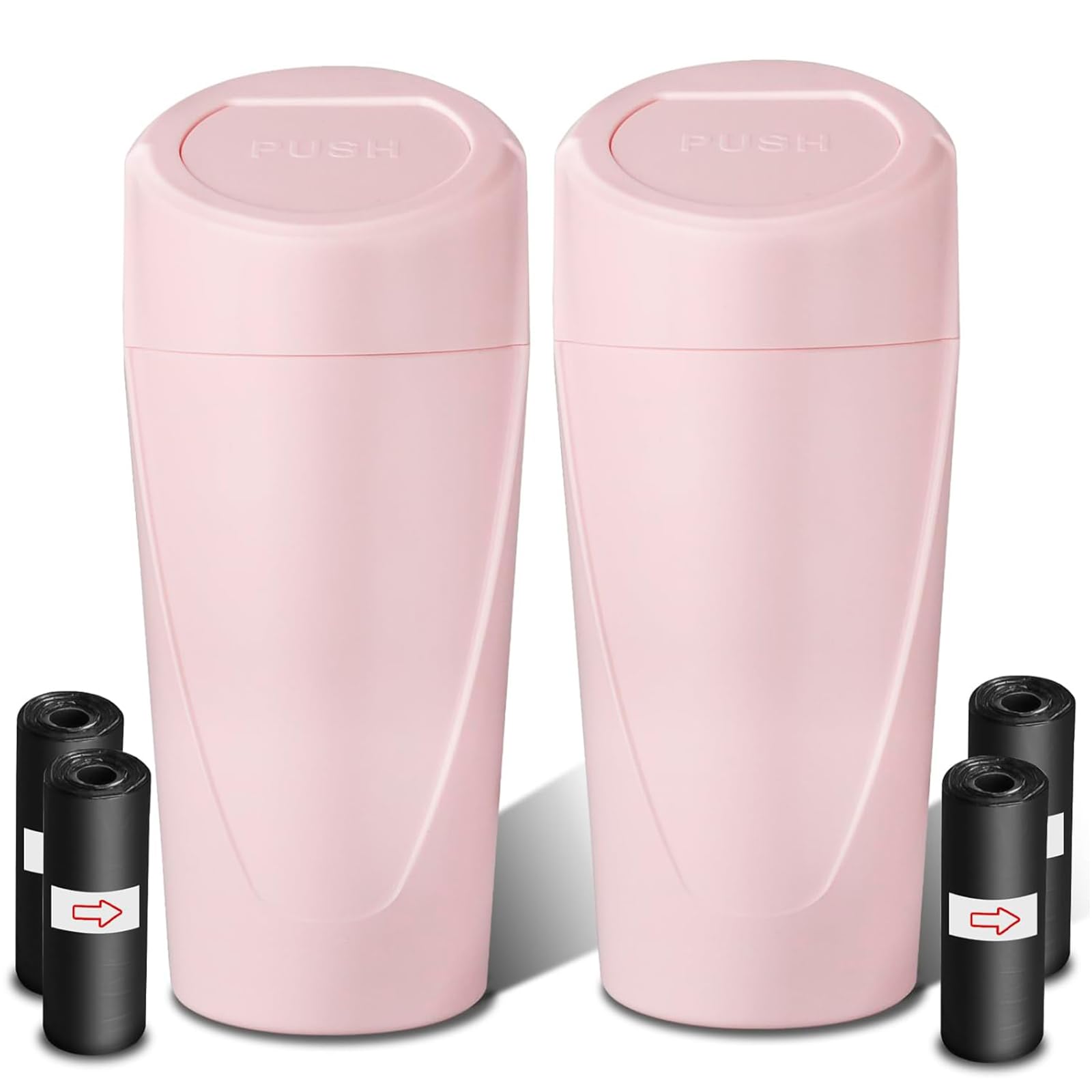 Xiaoniu Car Trash Can With Lid-2Pack, Leakproof Garbage Can With 80 Attached Trash Bags, Mini Essential Car Accessories For Inte