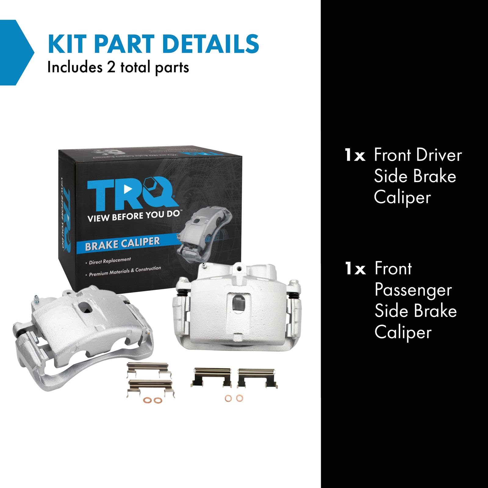 Trq Front Brake Caliper Set Compatible With 00-11 Cadillac 99-20 Chevrolet Gmc 03-09 Hummer