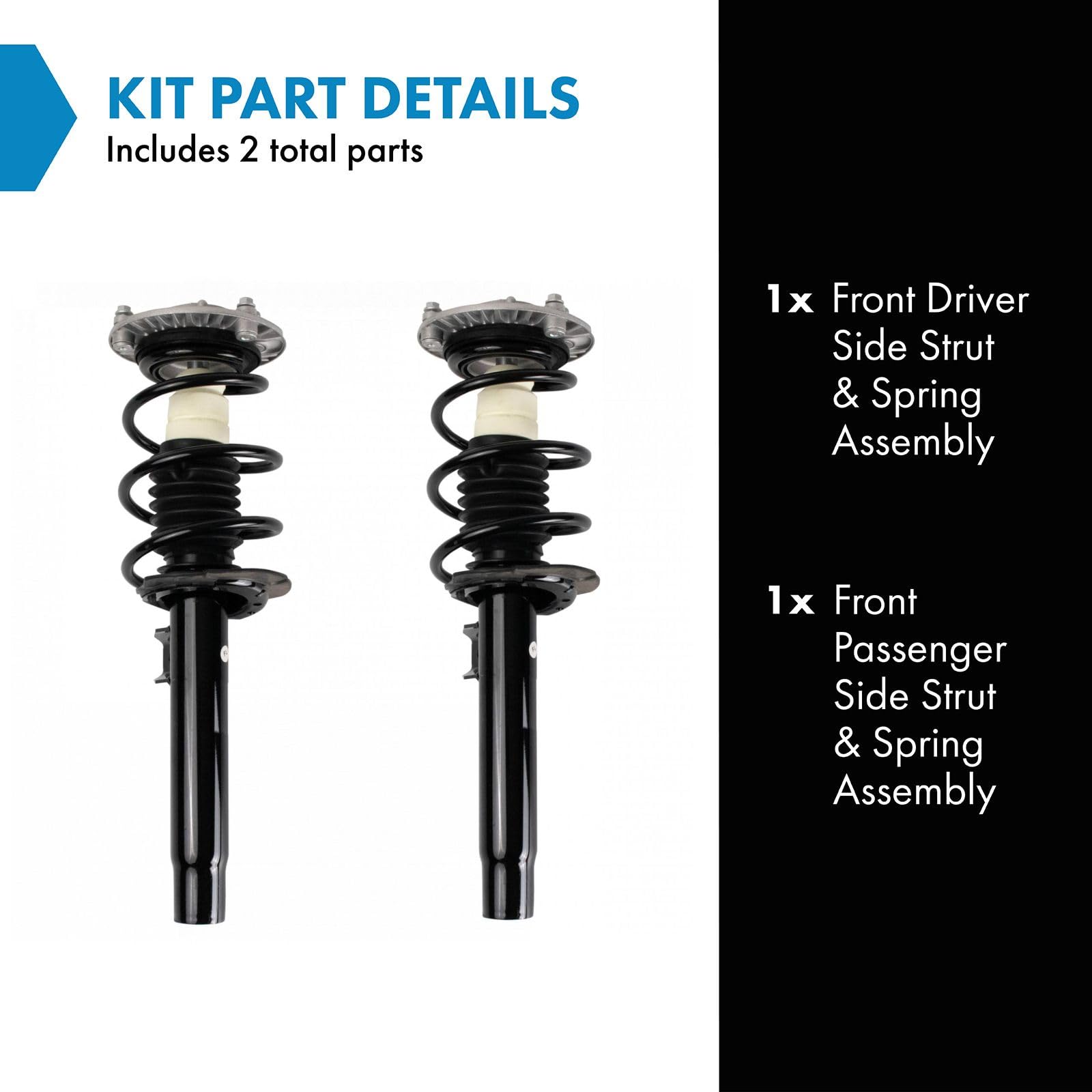 Trq Front Strut & Coil Spring Assembly Set Driver & Passenger Sides Compatible With 13 Bmw 320I 14-18 328D 12-16 328I 16-17 330E