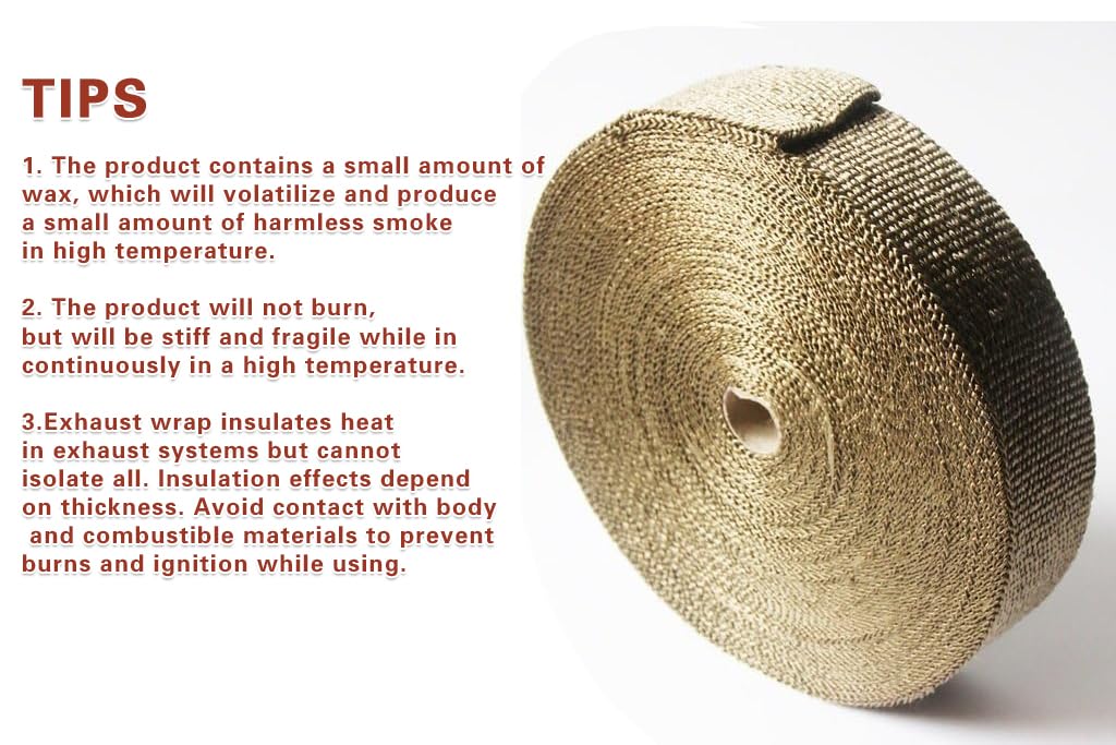 Ledaut 2''X 100'Titanium Exhaust Heat Wrap For Car & Motorcycle Exhaust Tape With Stainless Ties