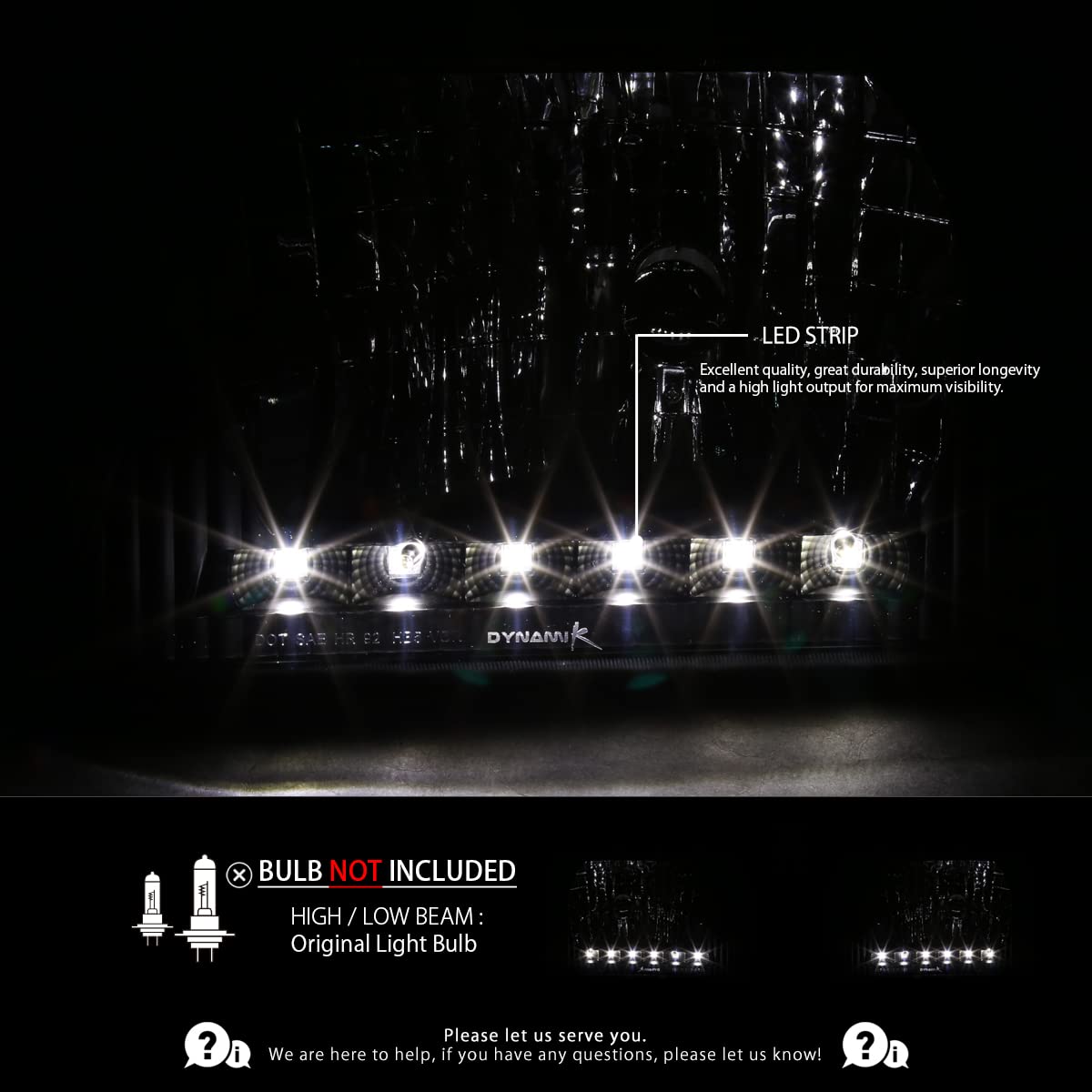 AUTOZENSATION Compatible with 1992-2006 Ford E150/E250/E350/E450/E550 Econoline van LED Black Headlights L + R Pair Headlamp