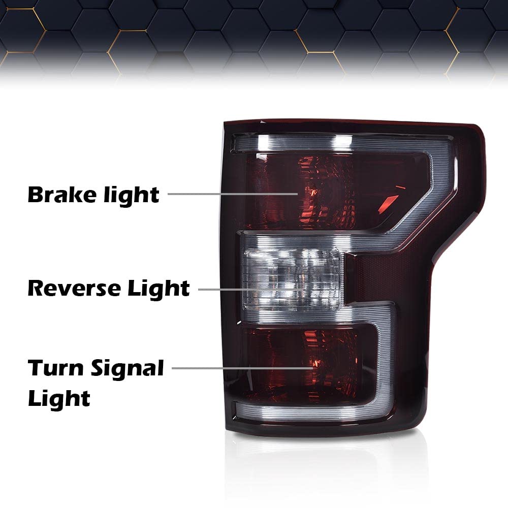 Pit66 Tail Lights Rear Lamps,Compatible With Ford F150 2018 2019 2020 Smoke Lens Black Housing Driver And Passenger Side-Bulbs A